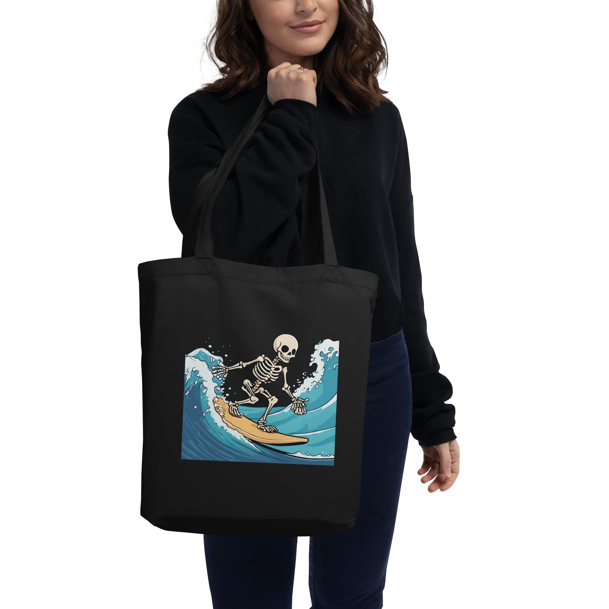 Surfing Skeleton Eco Tote Bag