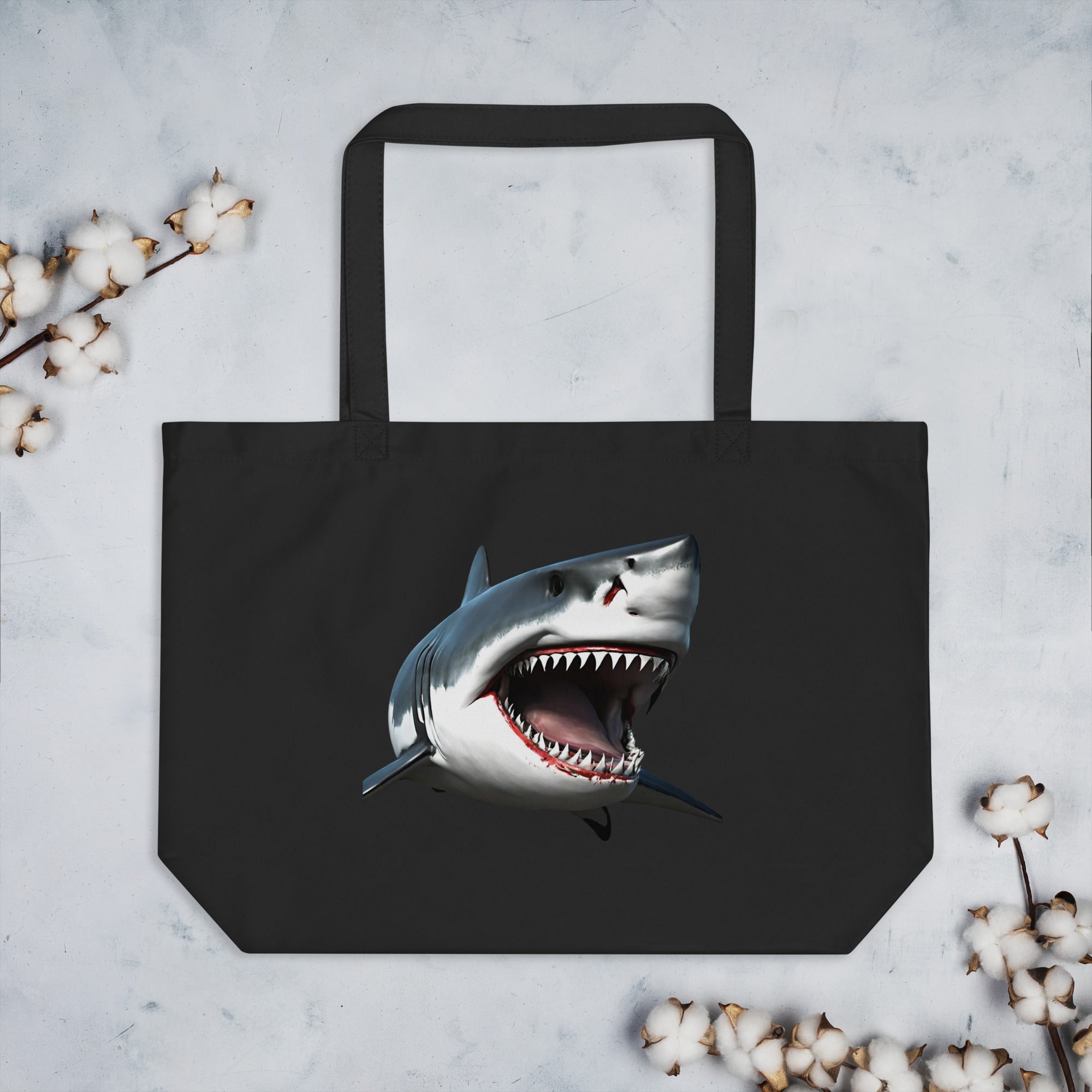 Great White Bite Large Organic Tote Bag