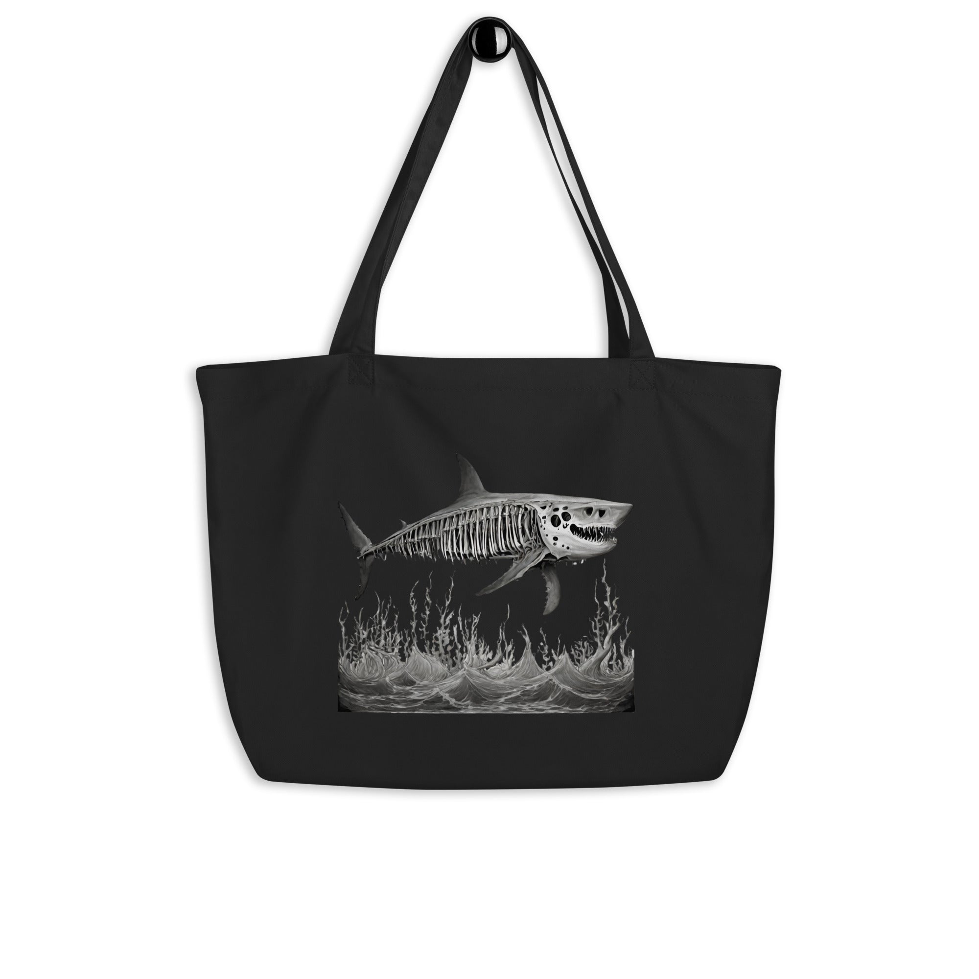 Skeleton Shark Large Organic Tote Bag