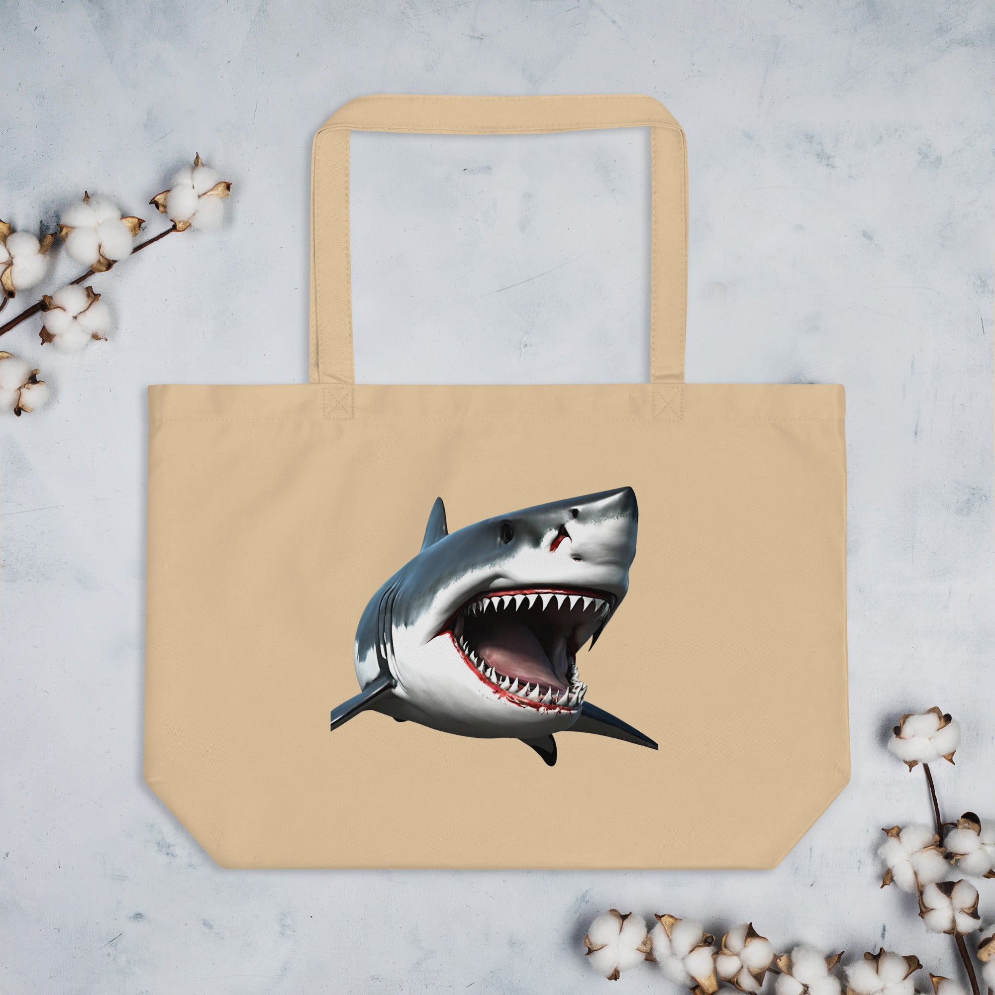 Great White Bite Large Organic Tote Bag