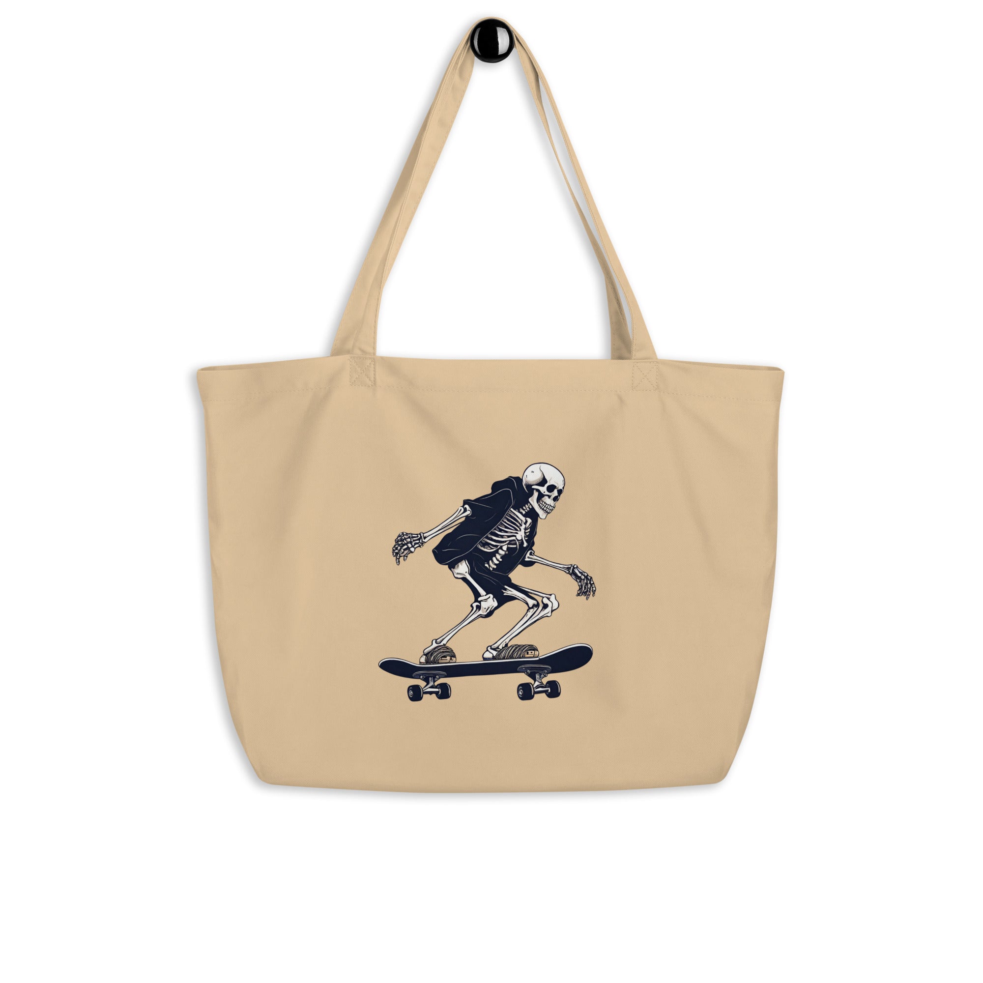 Skateboarding Skeleton Large Organic Tote Bag