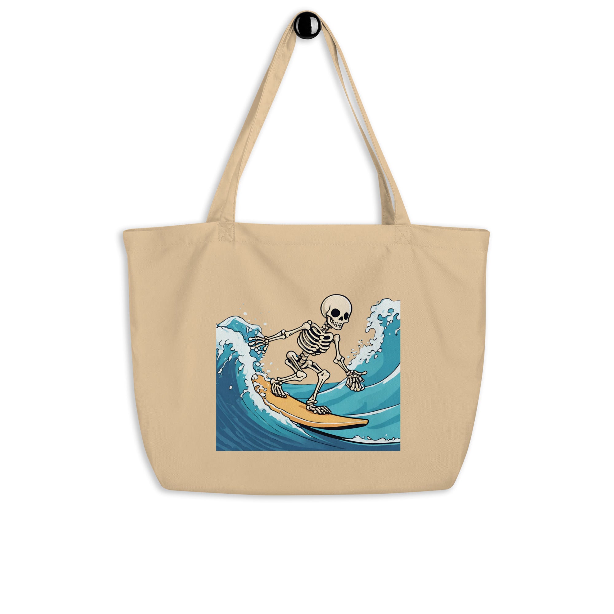 Surfing Skeleton Large Organic Tote Bag