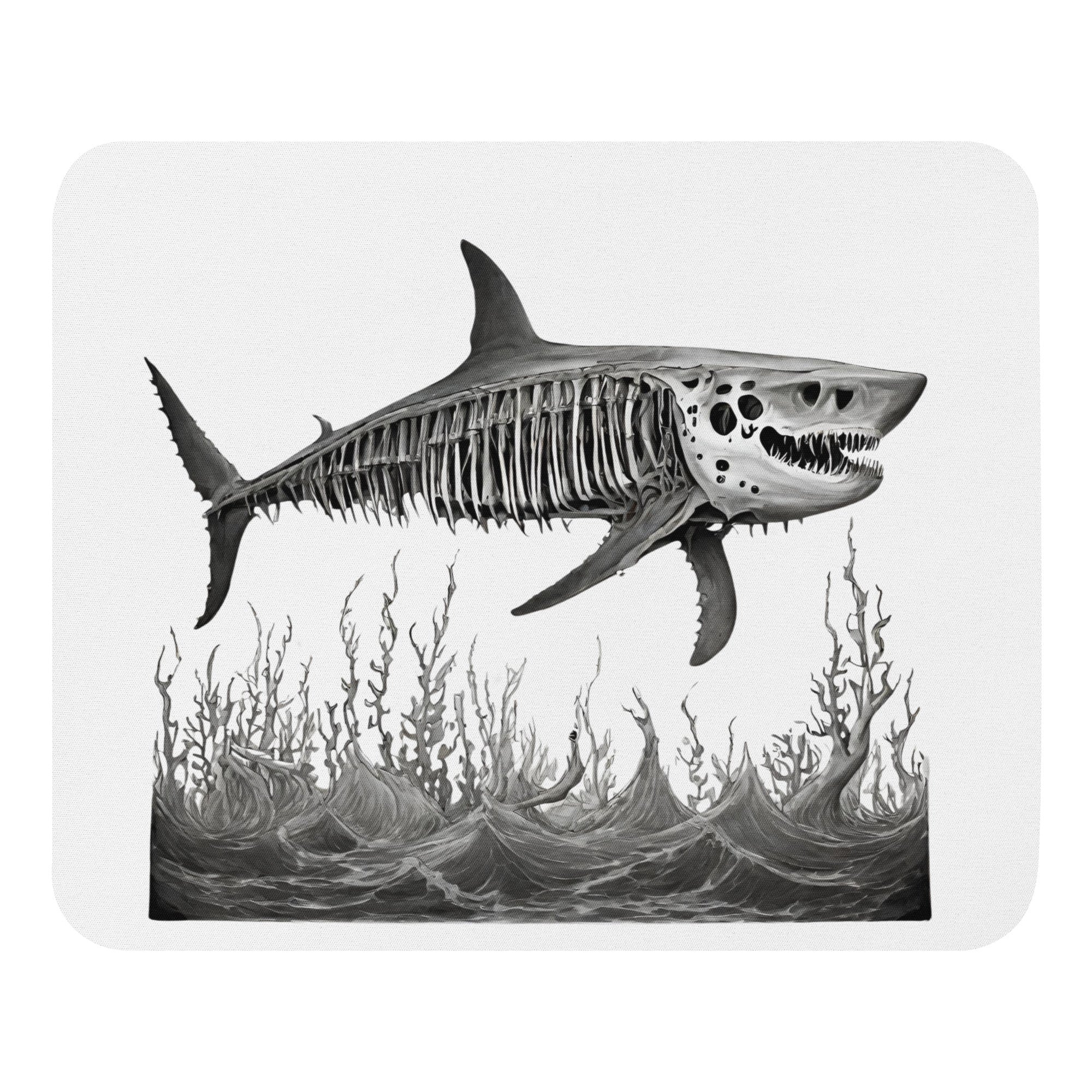 Skeleton Shark Mouse Pad