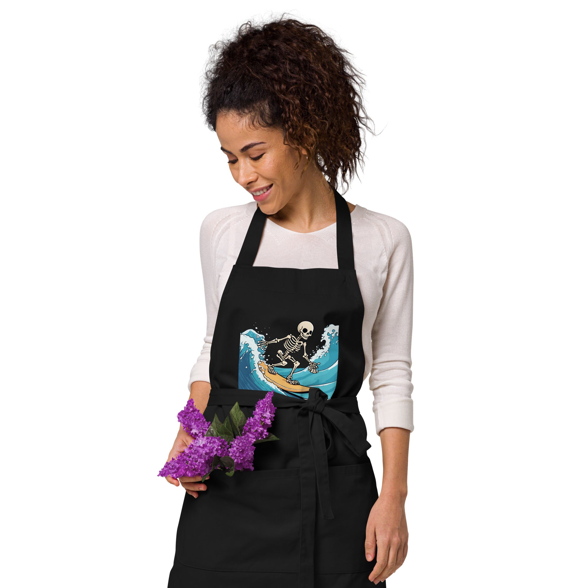 Surfing Skeleton Organic Cotton Apron