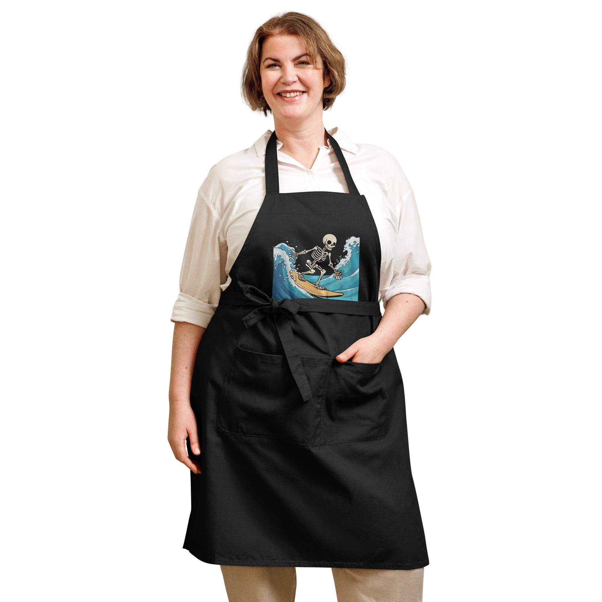 Surfing Skeleton Organic Cotton Apron