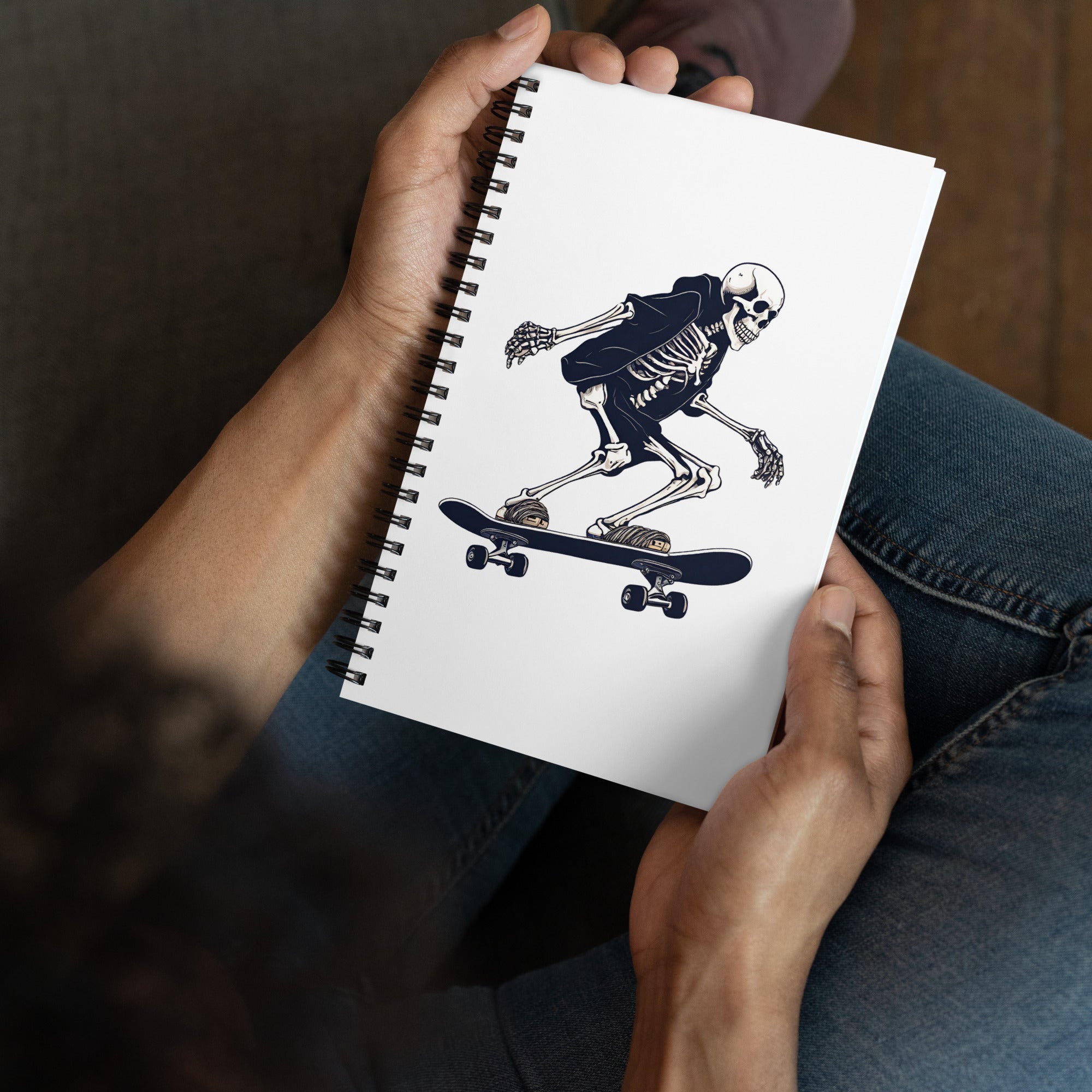 Skateboarding Skeleton Spiral Notebook