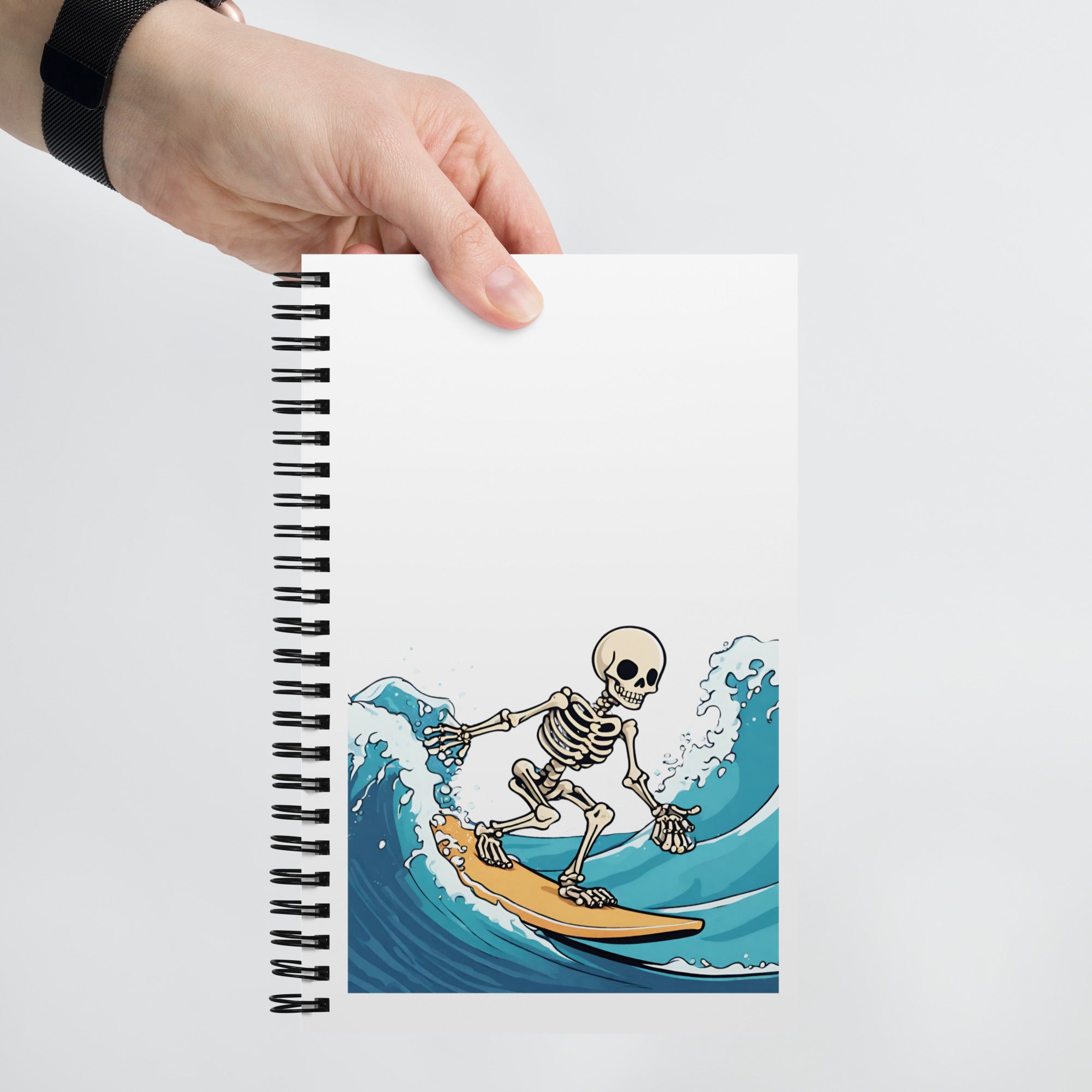 Surfing Skeleton Spiral Notebook