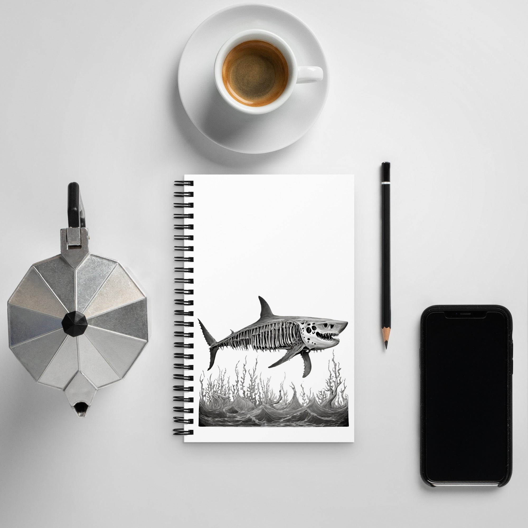 Skeleton Shark Spiral Notebook