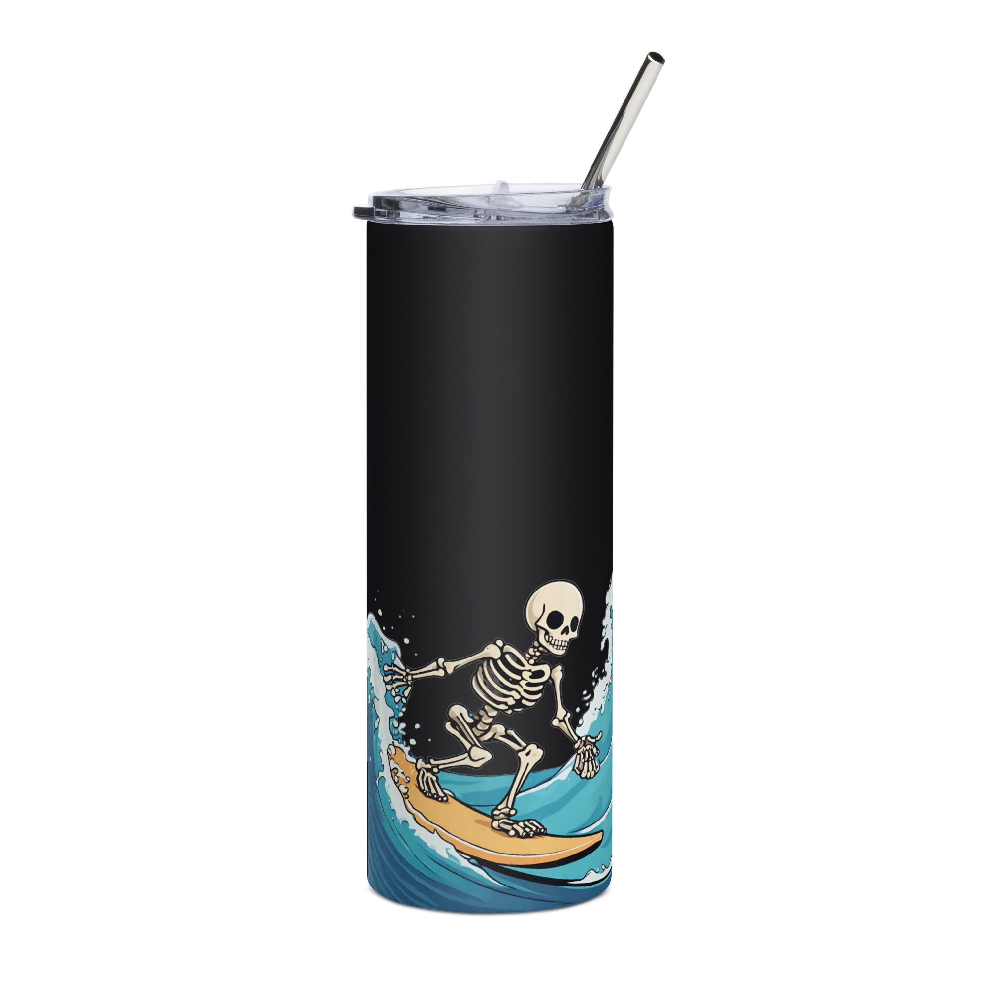 Surfing Skeleton Stainless Steel Tumbler