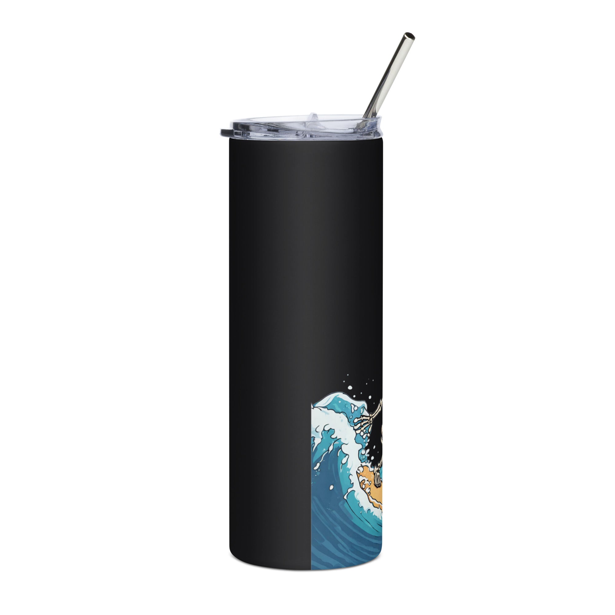 Surfing Skeleton Stainless Steel Tumbler