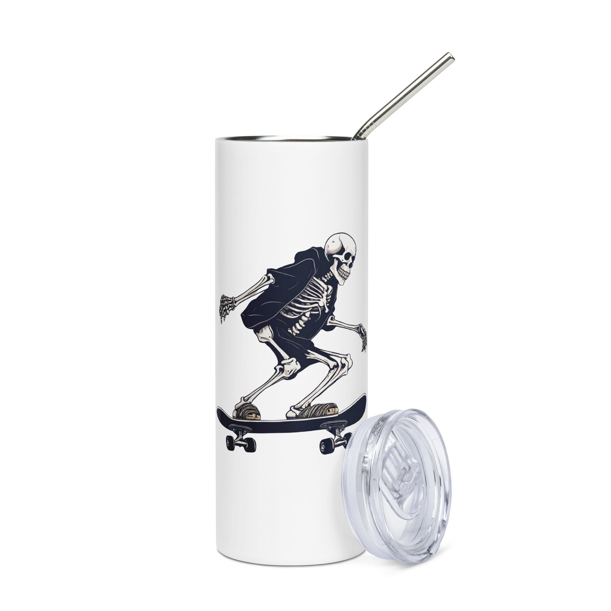 Skateboarding Skeleton Stainless Steel Tumbler