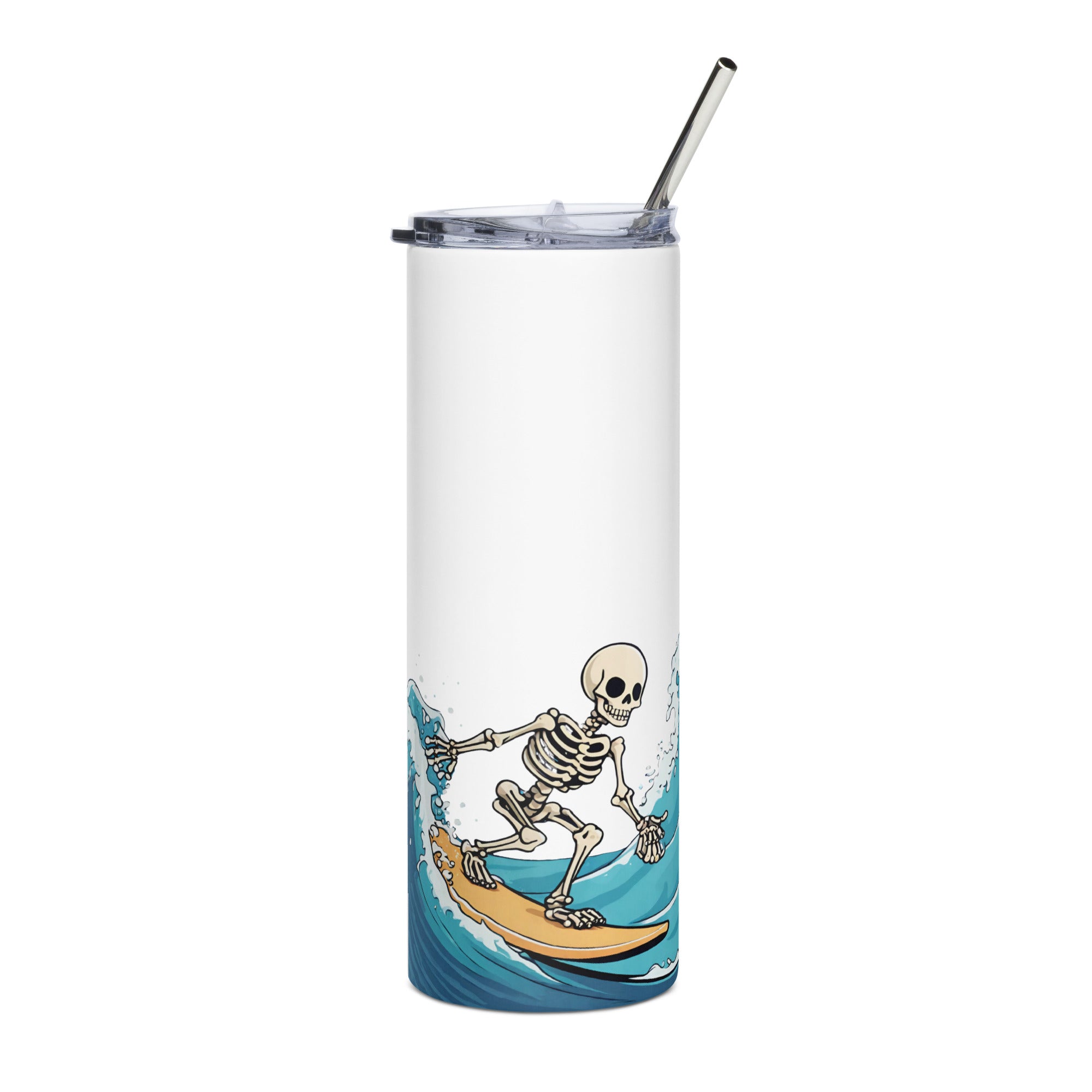 Surfing Skeleton Stainless Steel Tumbler