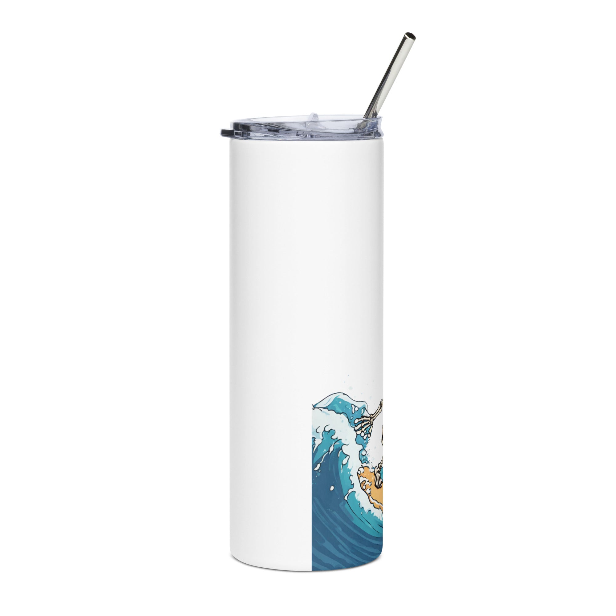 Surfing Skeleton Stainless Steel Tumbler