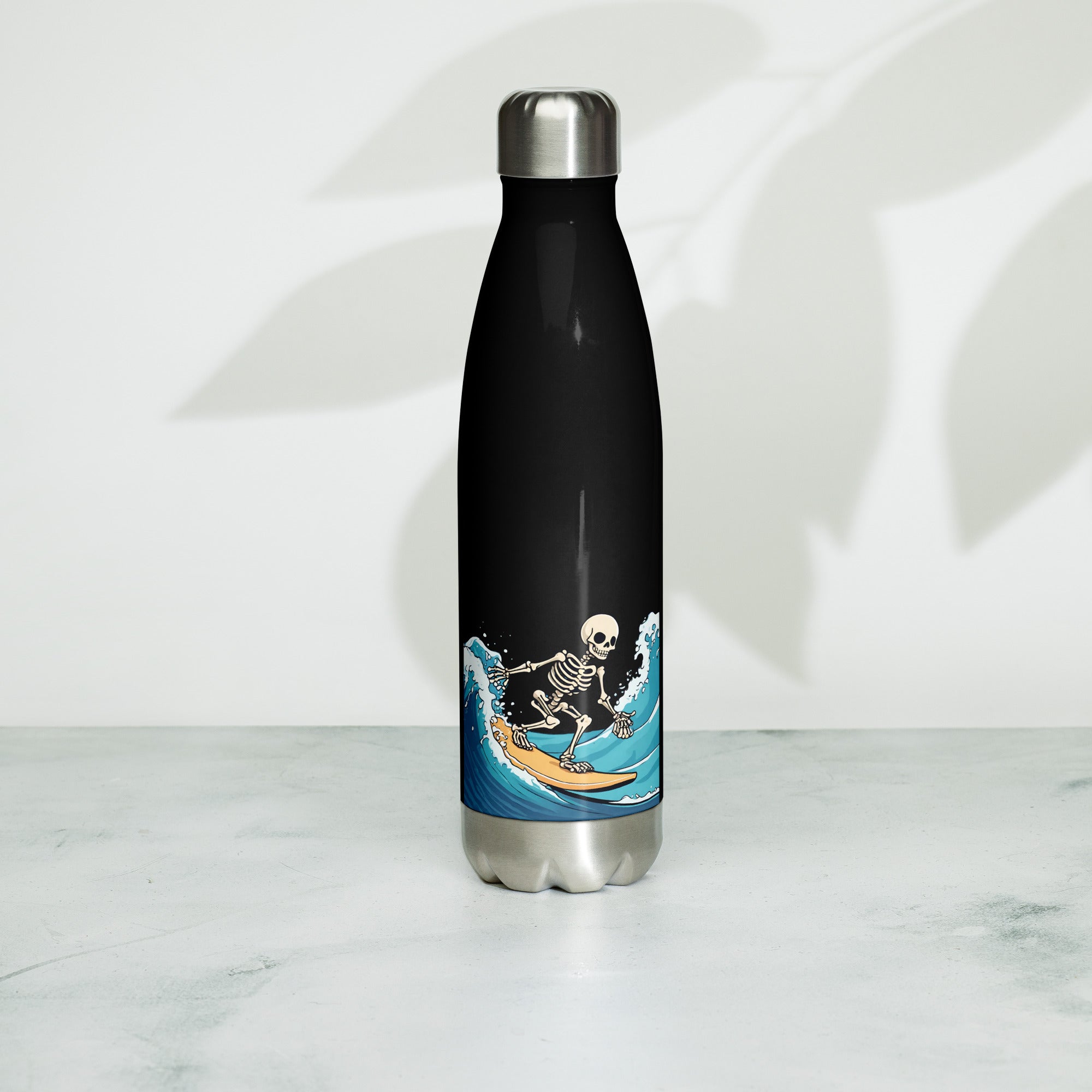 Surfing Skeleton Stainless Steel Water Bottle