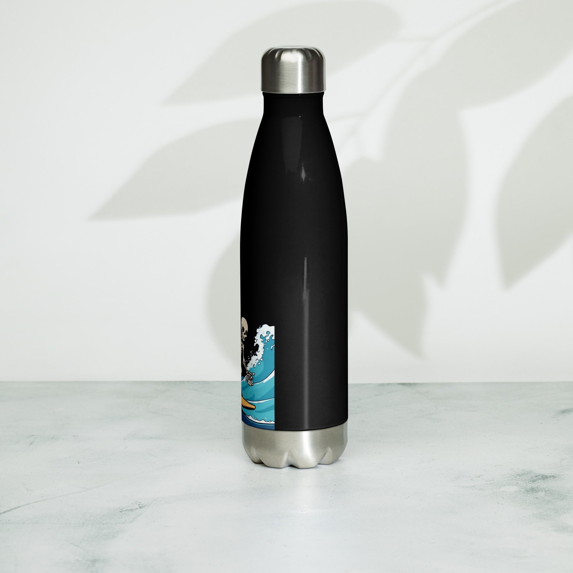 Surfing Skeleton Stainless Steel Water Bottle