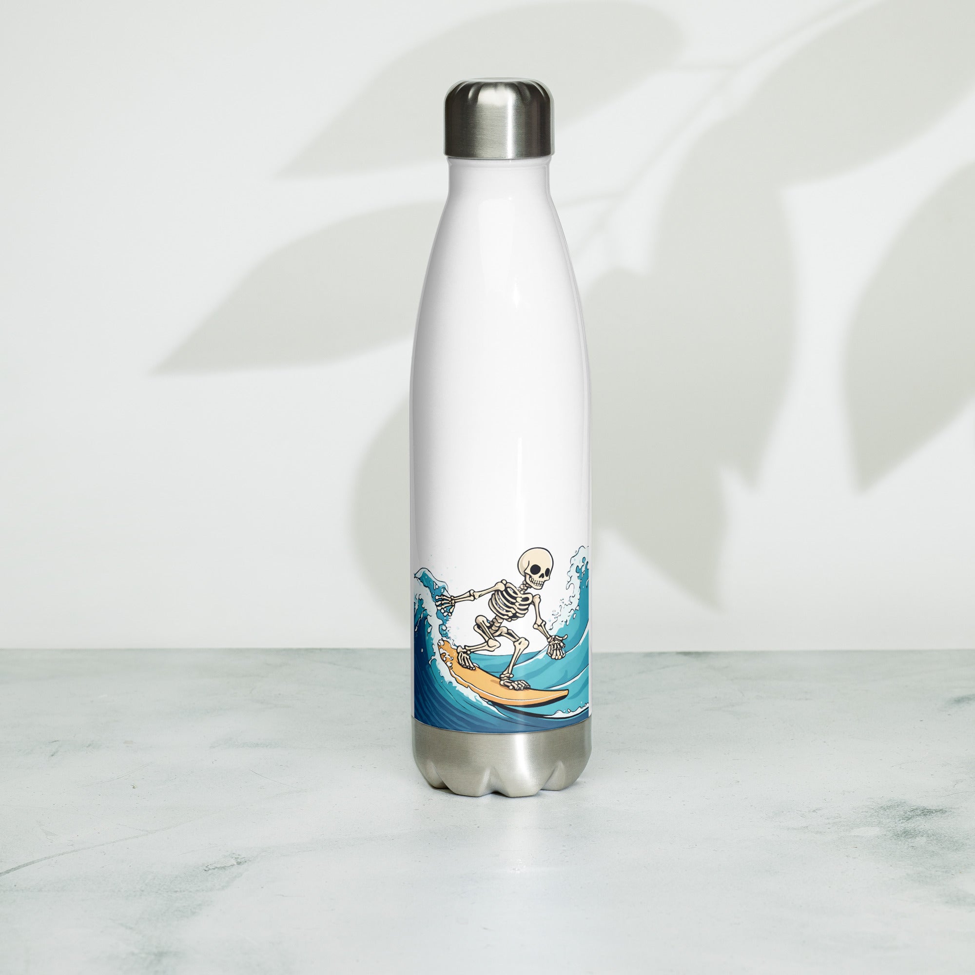 Surfing Skeleton Stainless Steel Water Bottle