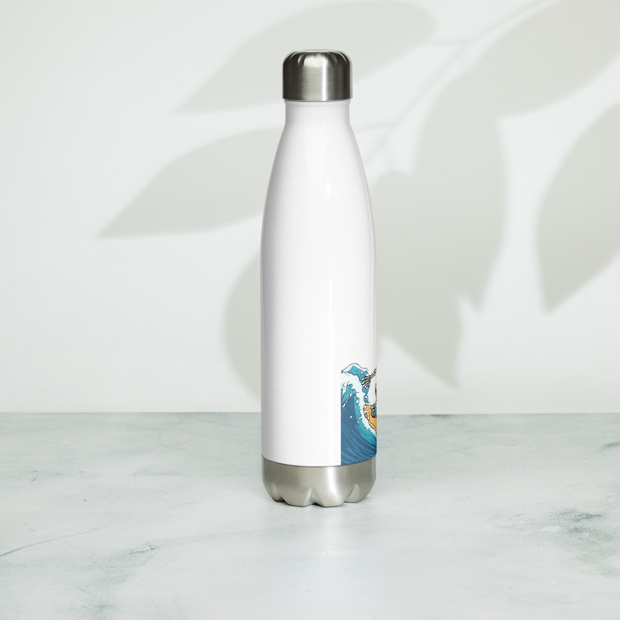 Surfing Skeleton Stainless Steel Water Bottle