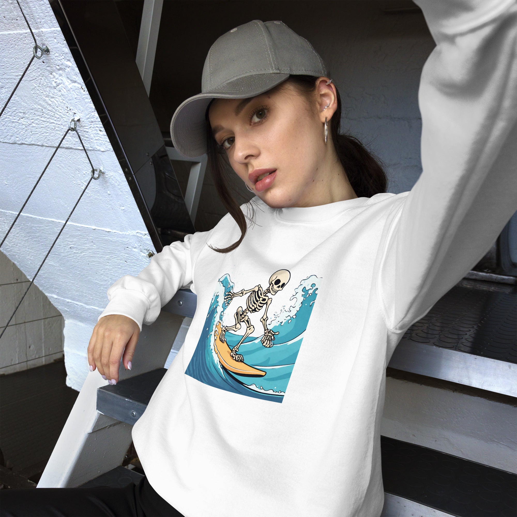 Surfing Skeleton Women's Sweatshirt