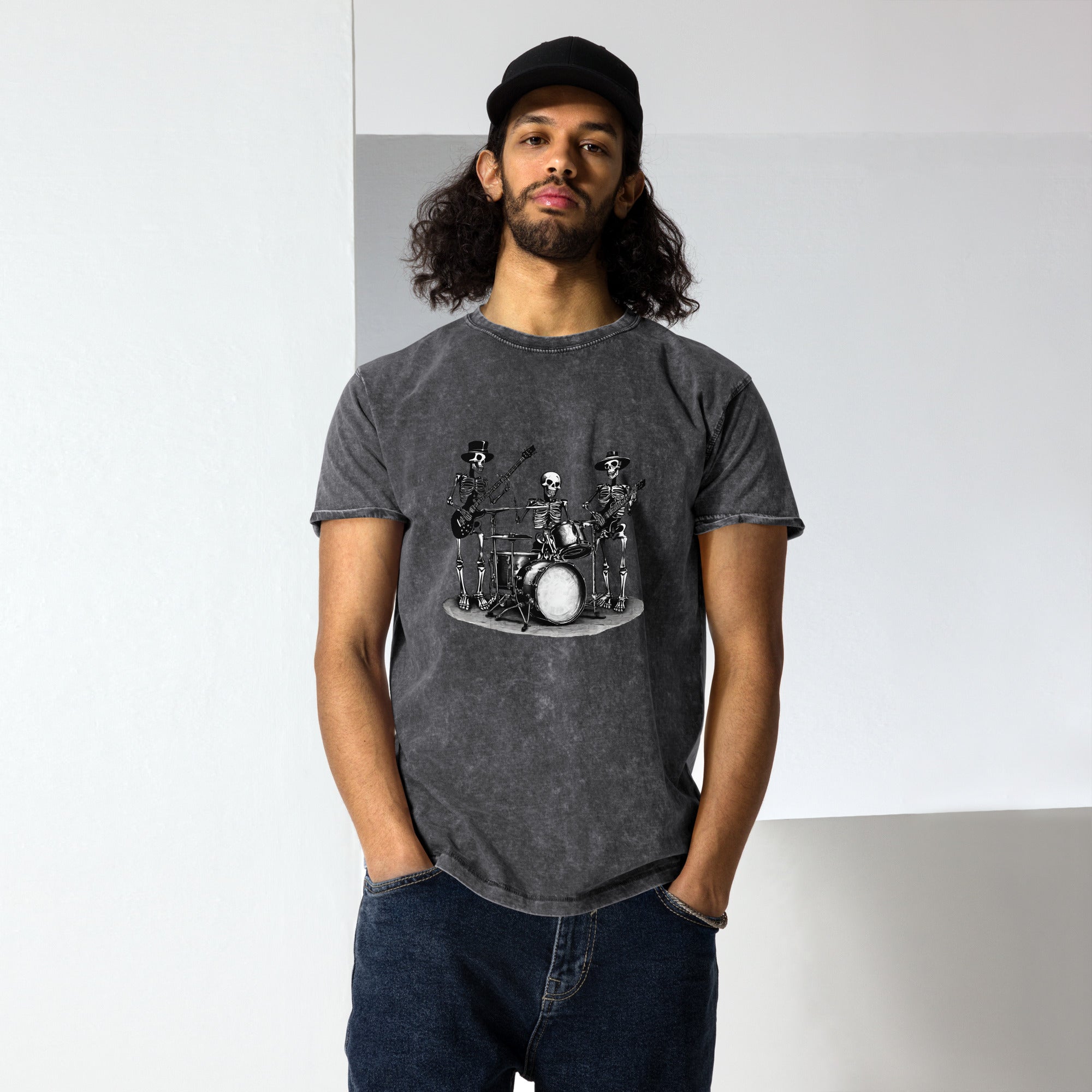 Skeleton Band Denim T-Shirt