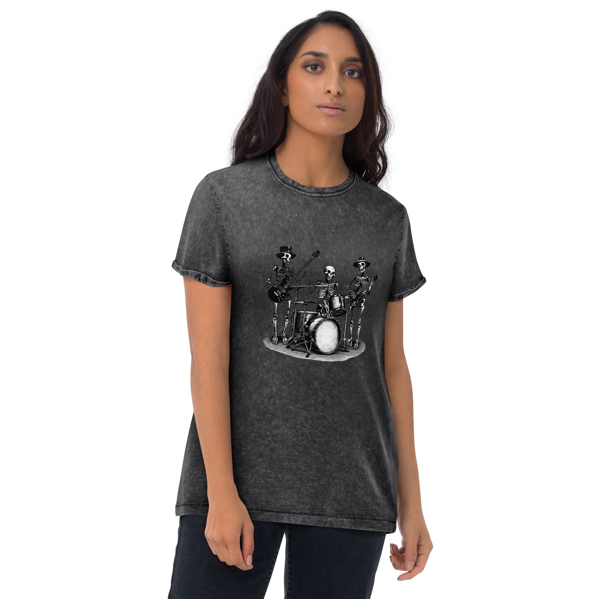 Skeleton Band Denim T-Shirt