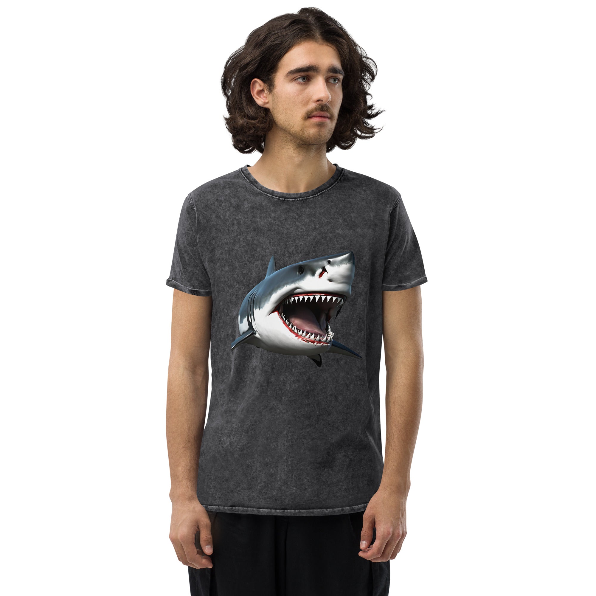 Great White Bite Denim T-Shirt