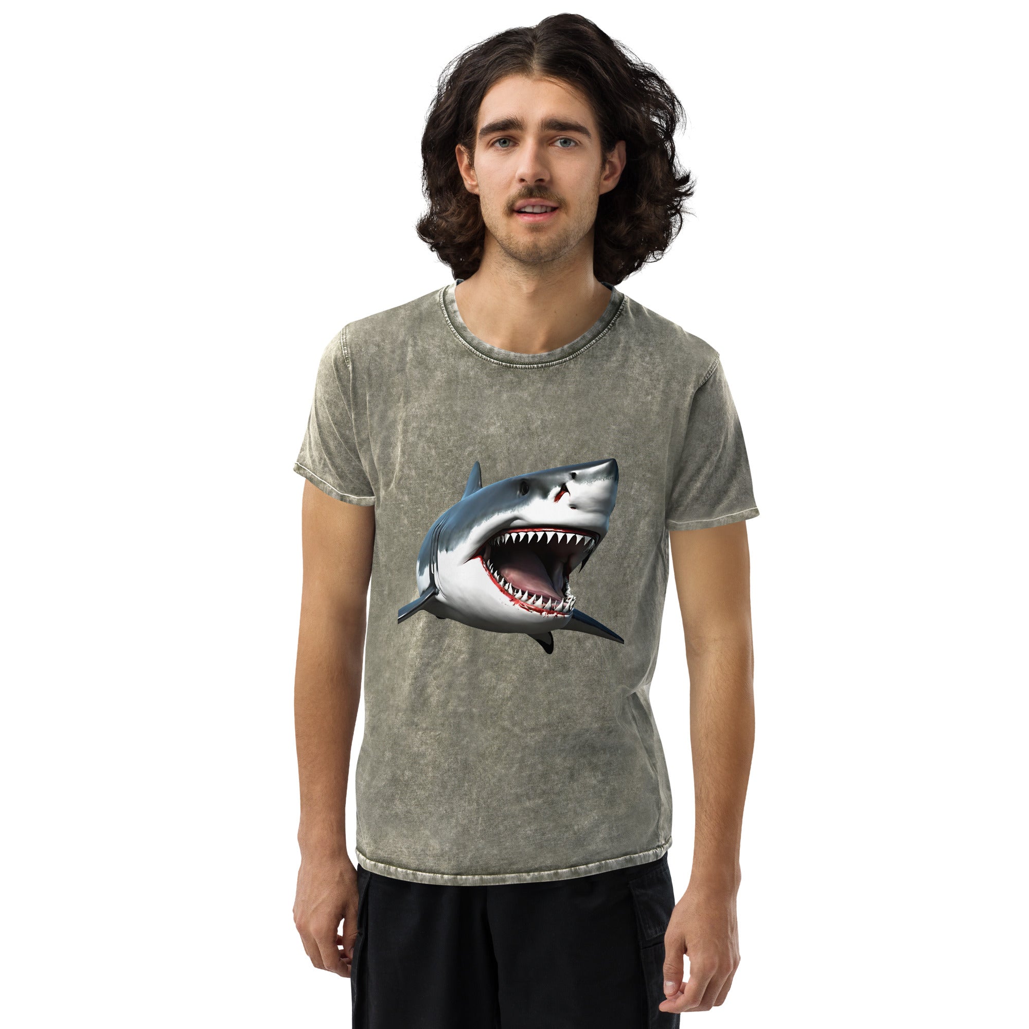 Great White Bite Denim T-Shirt