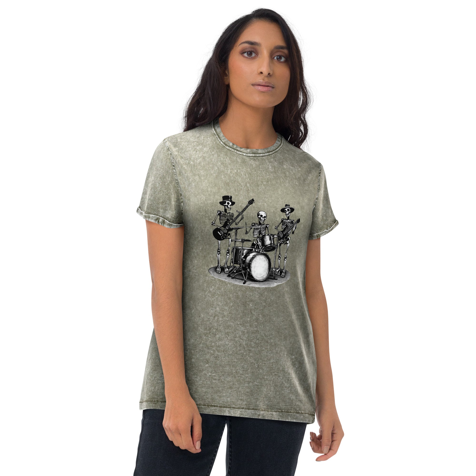 Skeleton Band Denim T-Shirt