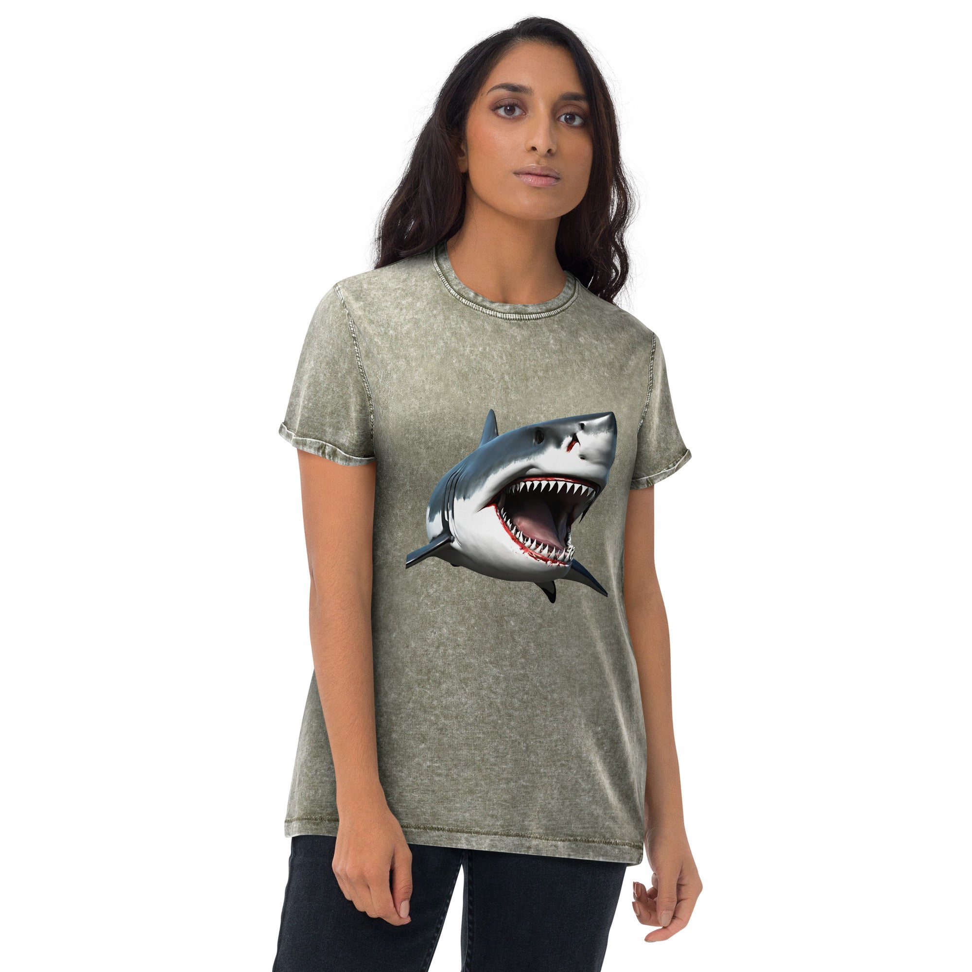 Great White Bite Denim T-Shirt