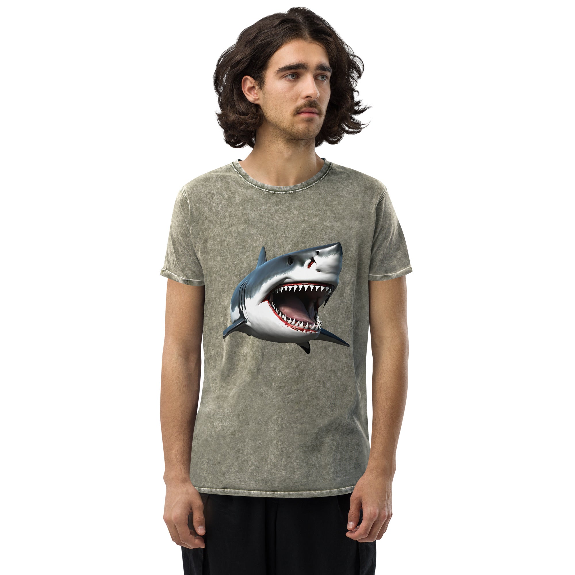 Great White Bite Denim T-Shirt