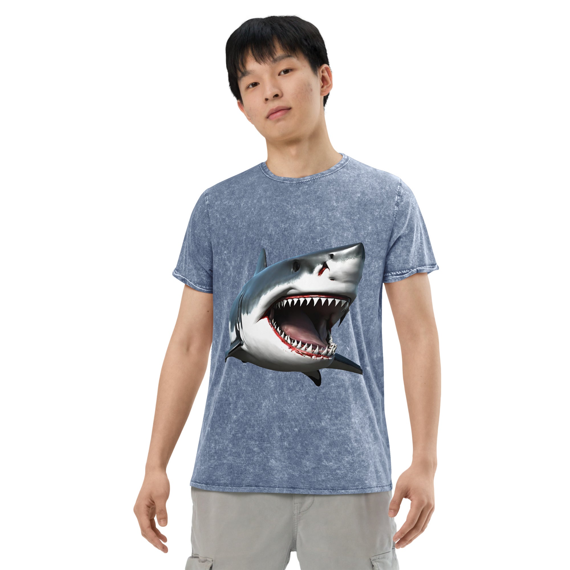 Great White Bite Denim T-Shirt