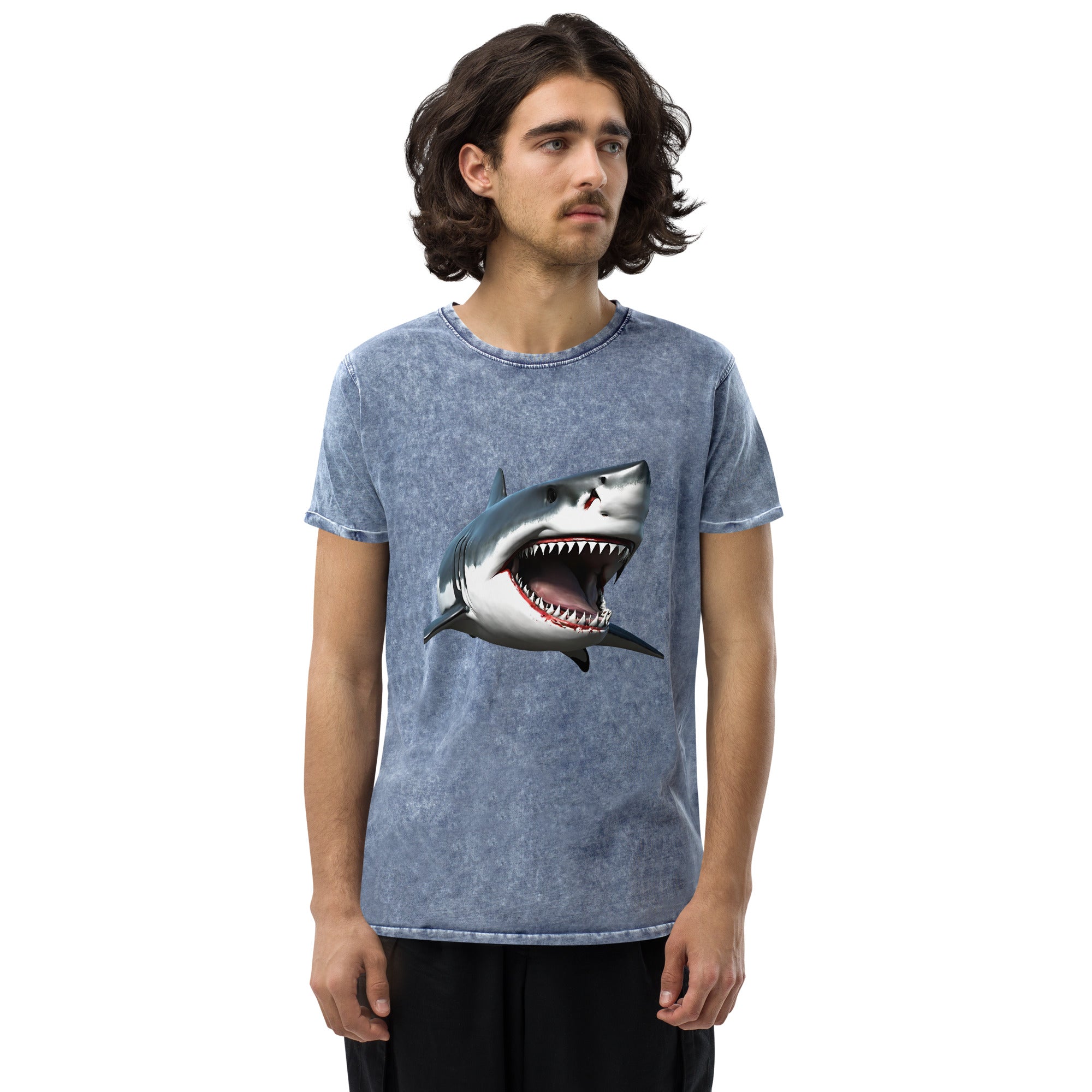 Great White Bite Denim T-Shirt