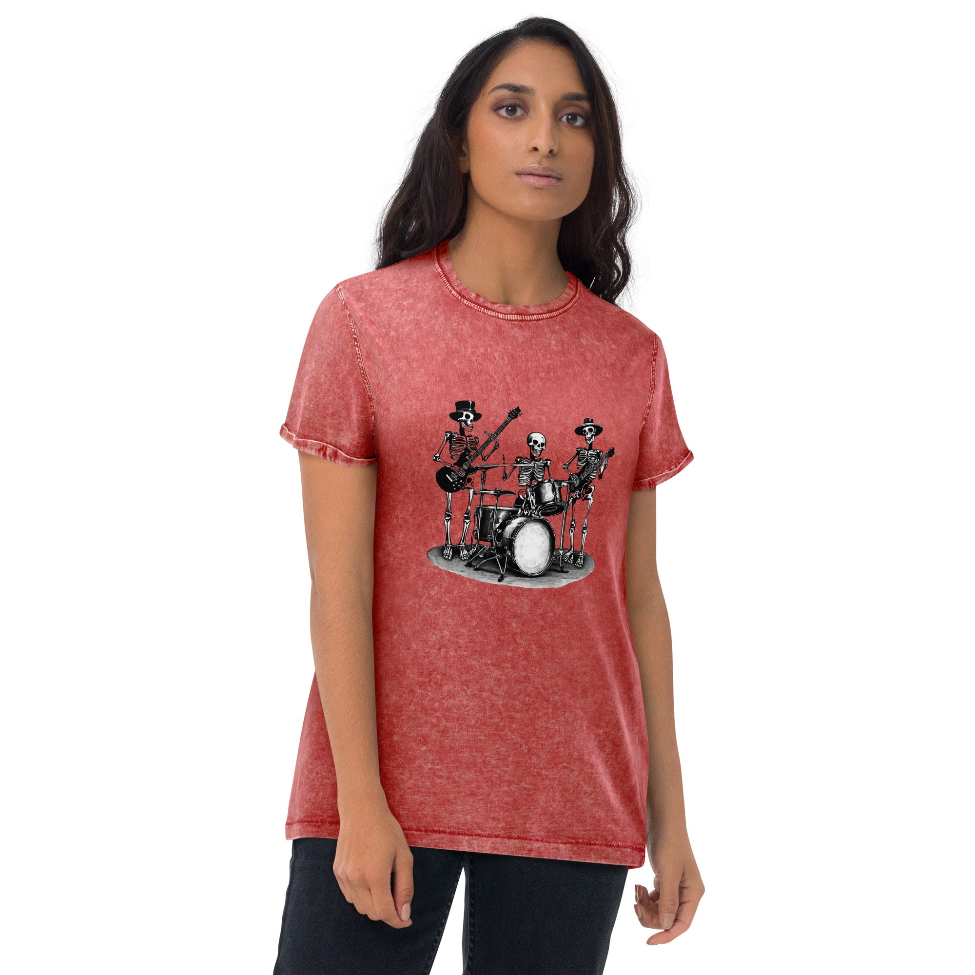 Skeleton Band Denim T-Shirt