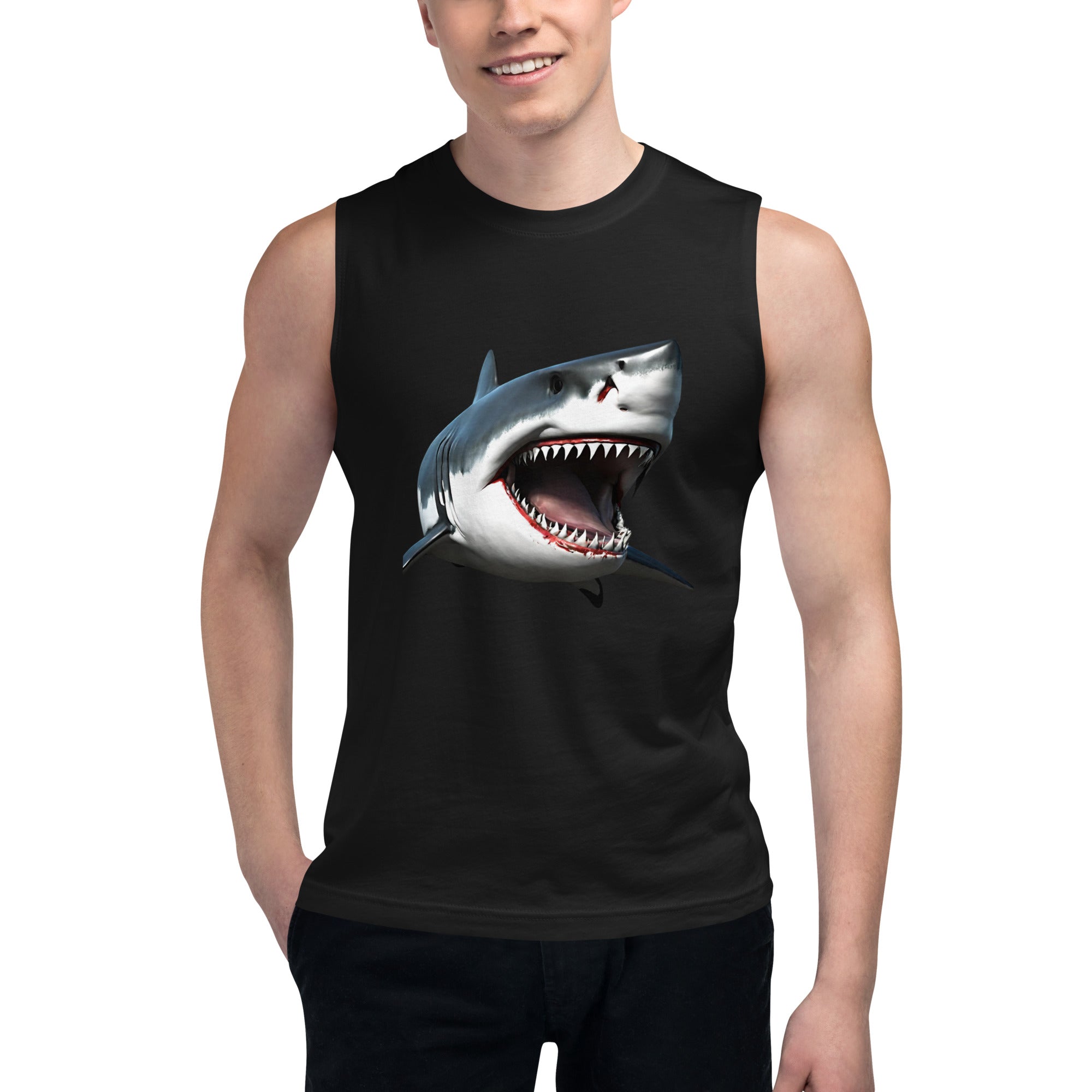 Great White Bite Muscle Shirt