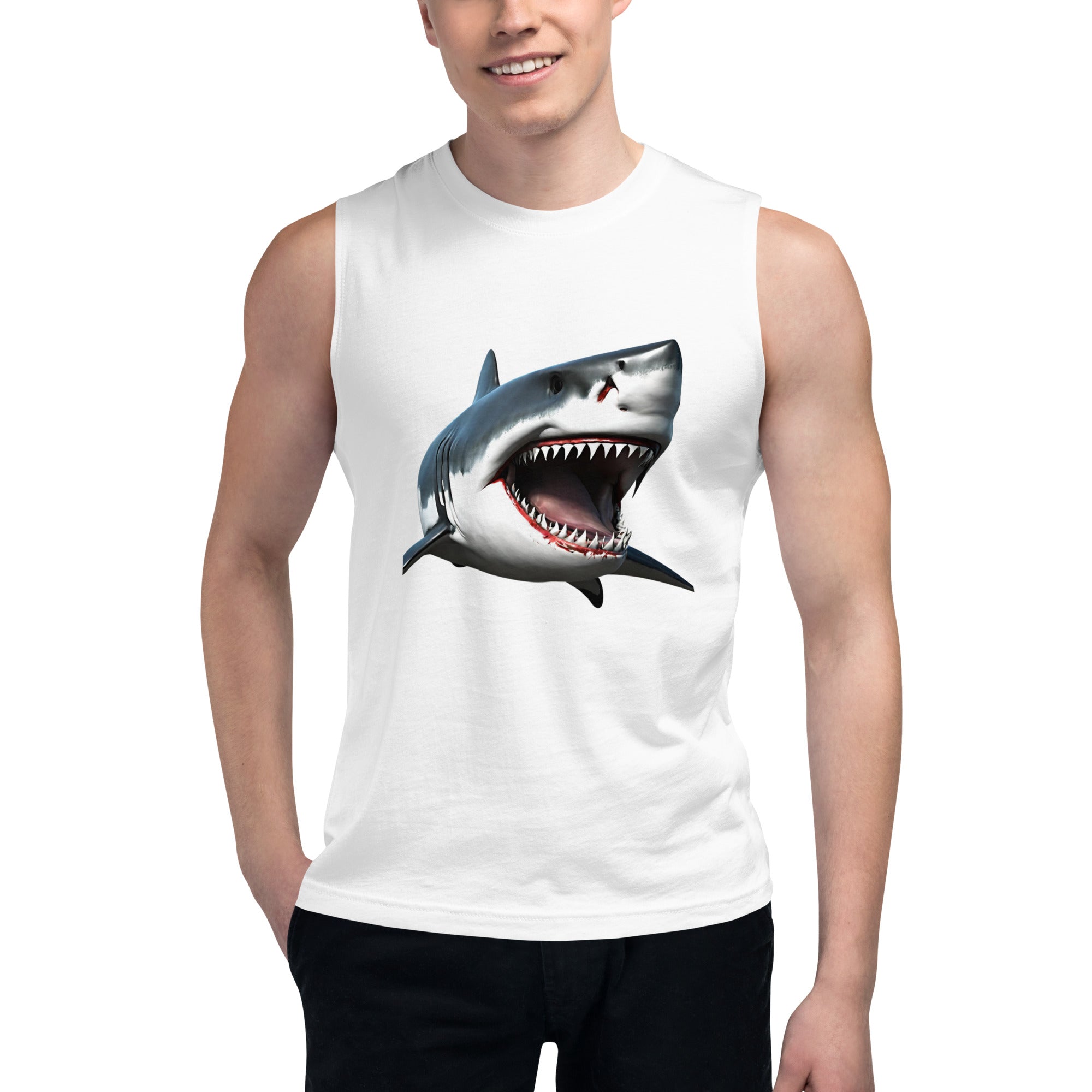 Great White Bite Muscle Shirt