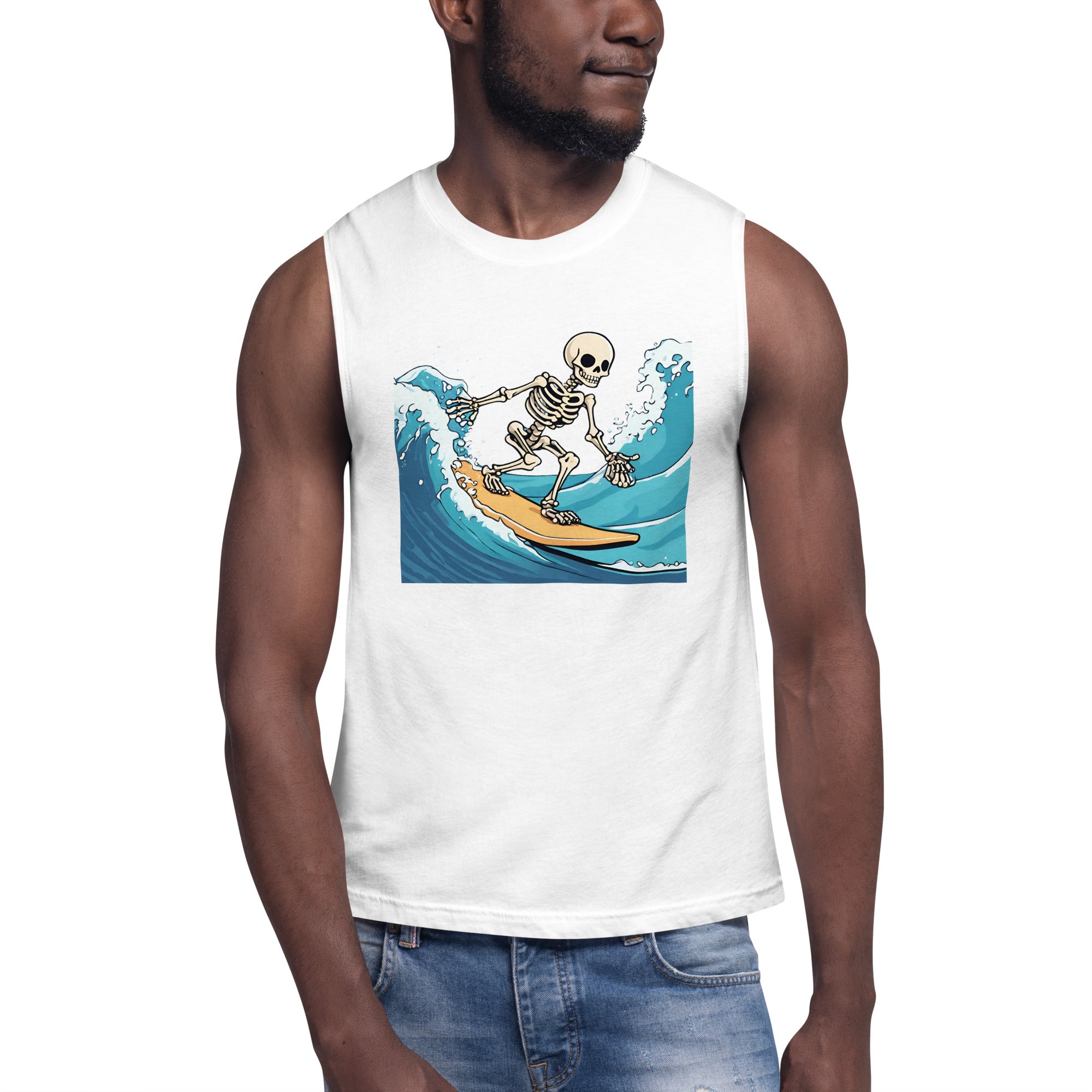 Surfing Skeleton Muscle Shirt