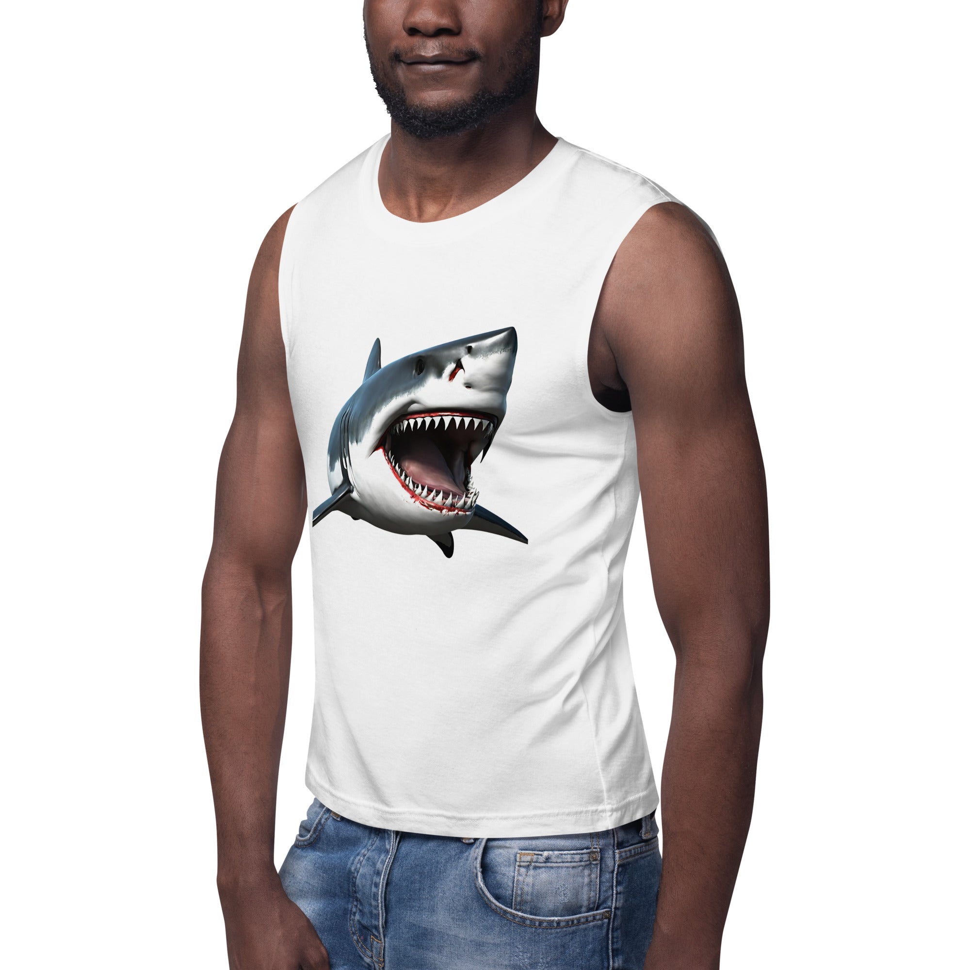 Great White Bite Muscle Shirt