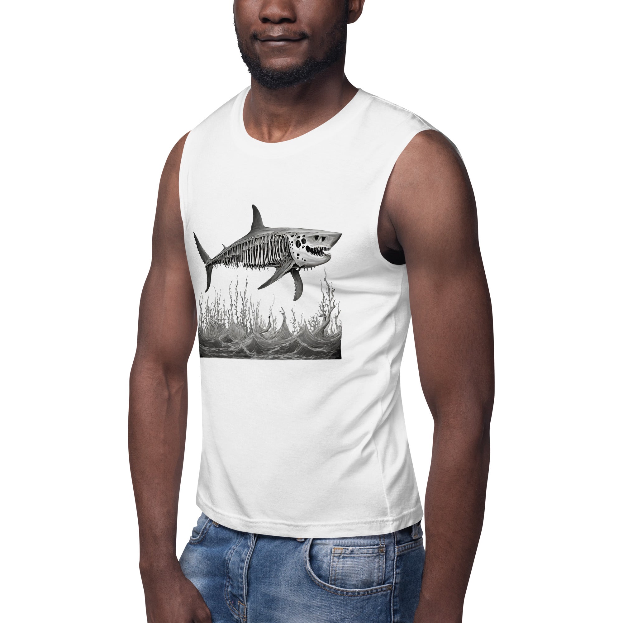 Skeleton Shark Muscle Shirt