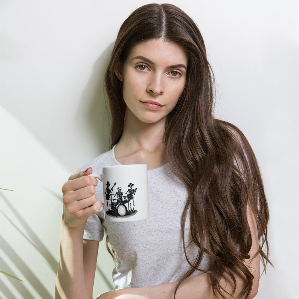 Skeleton Band White Glossy Mug