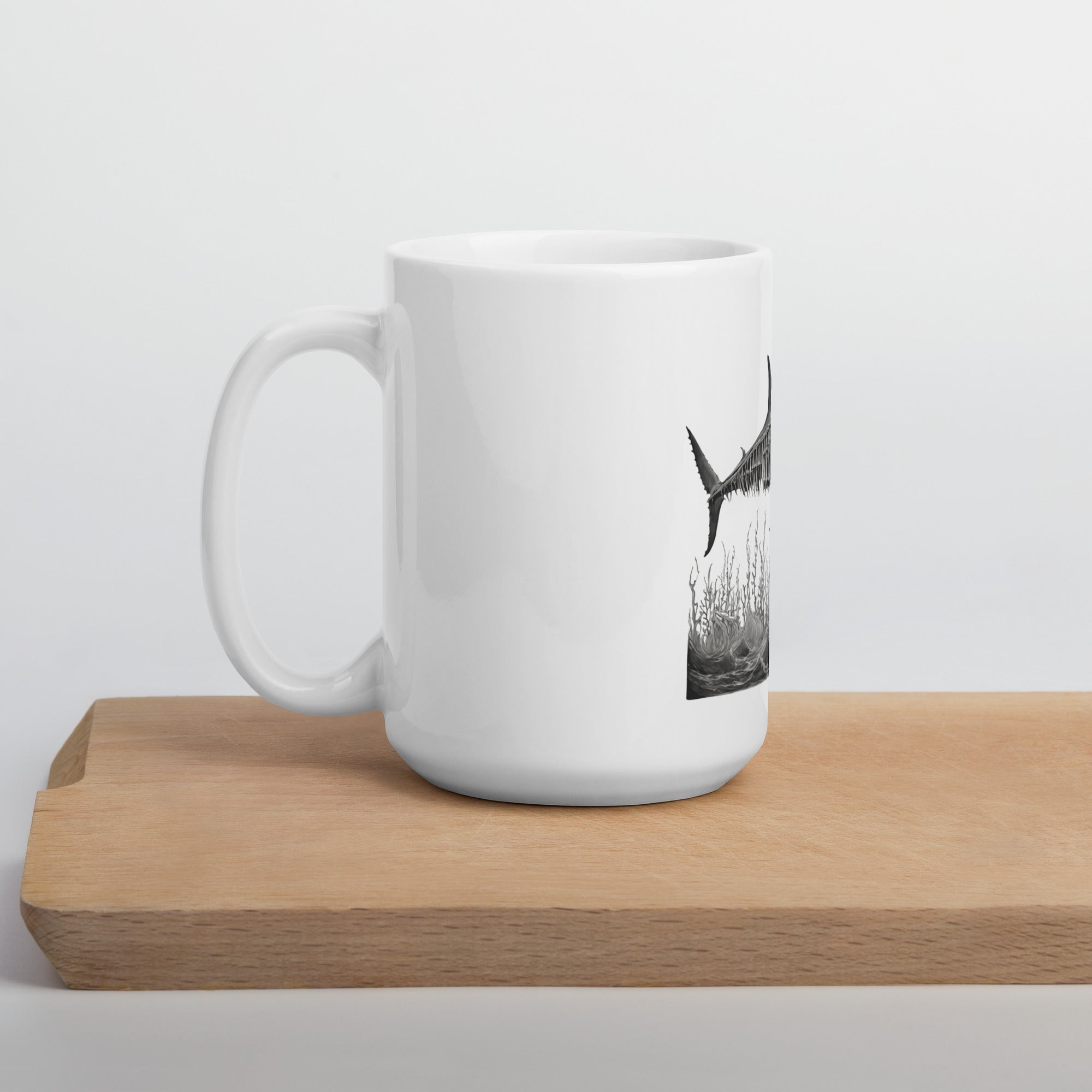 Skeleton Shark White Glossy Mug