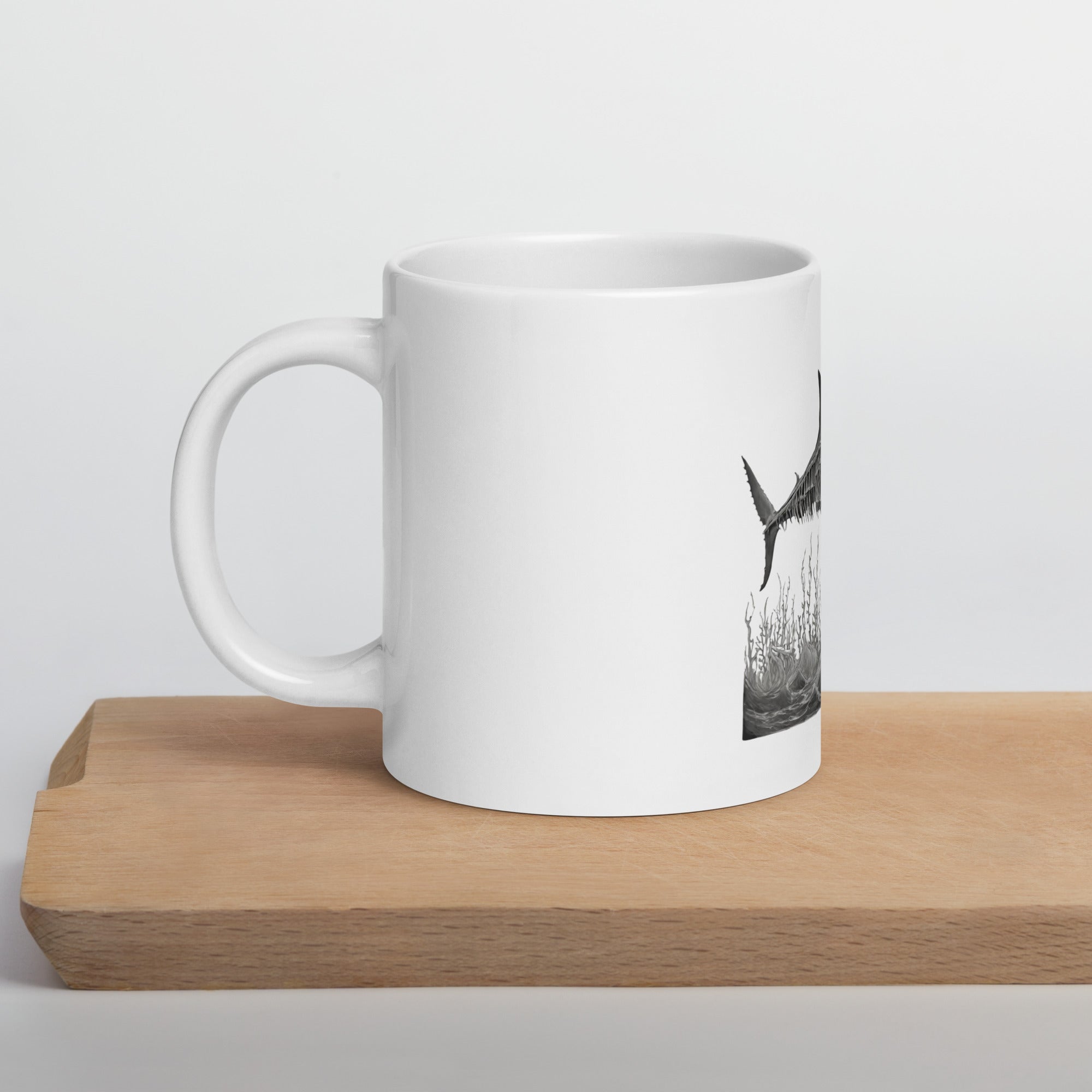 Skeleton Shark White Glossy Mug