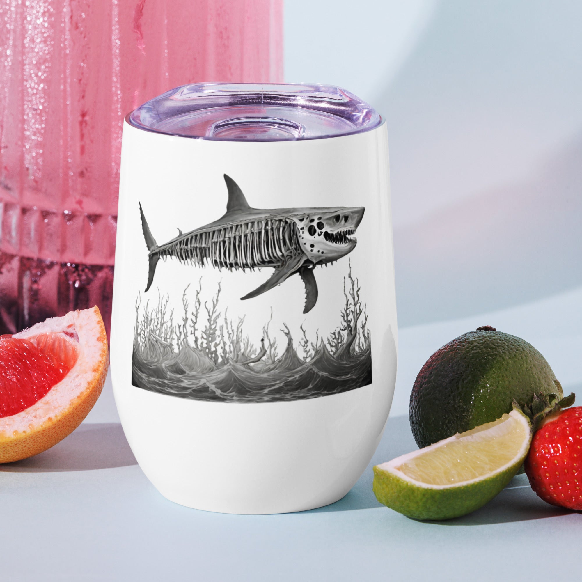 Skeleton Shark Wine Tumbler