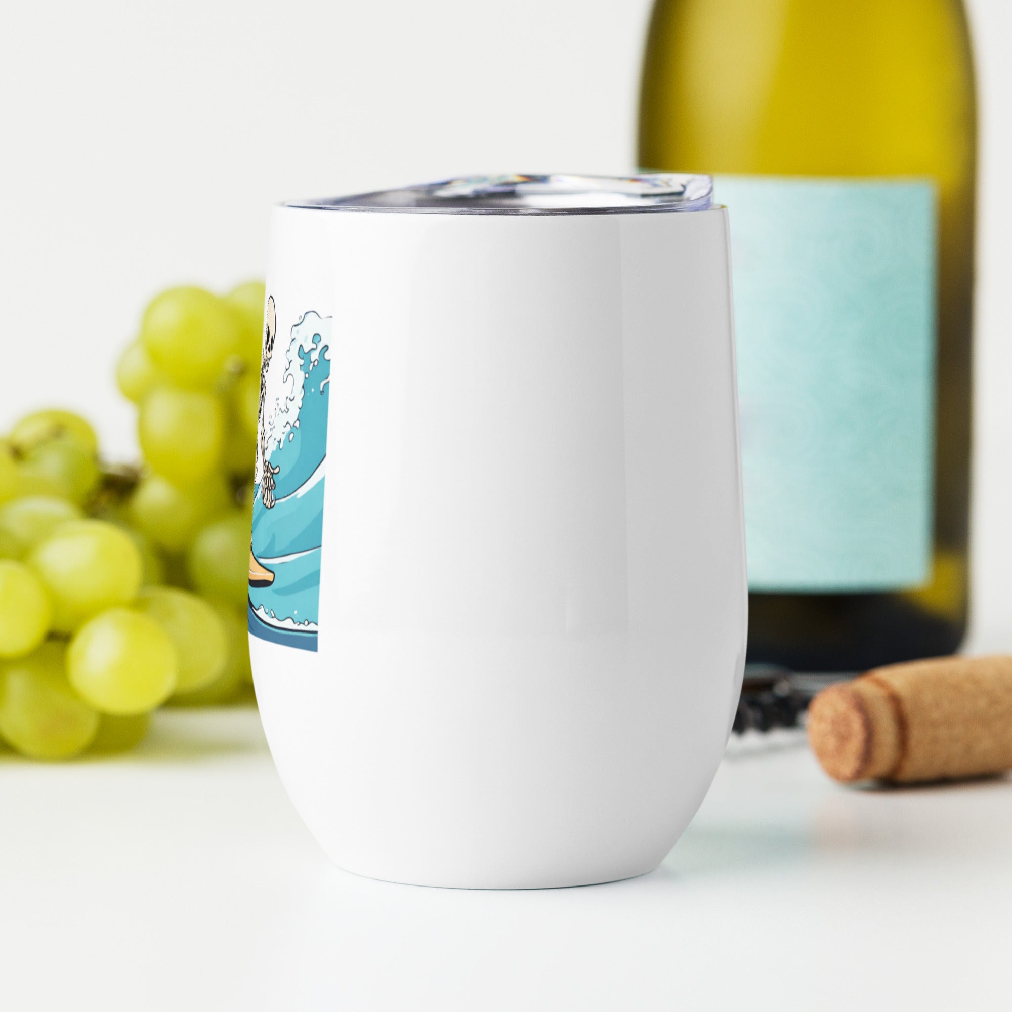 Surfing Skeleton Wine Tumbler