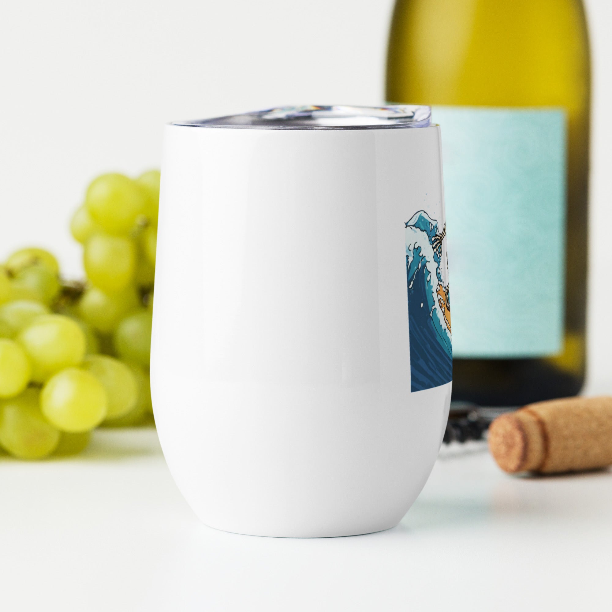 Surfing Skeleton Wine Tumbler