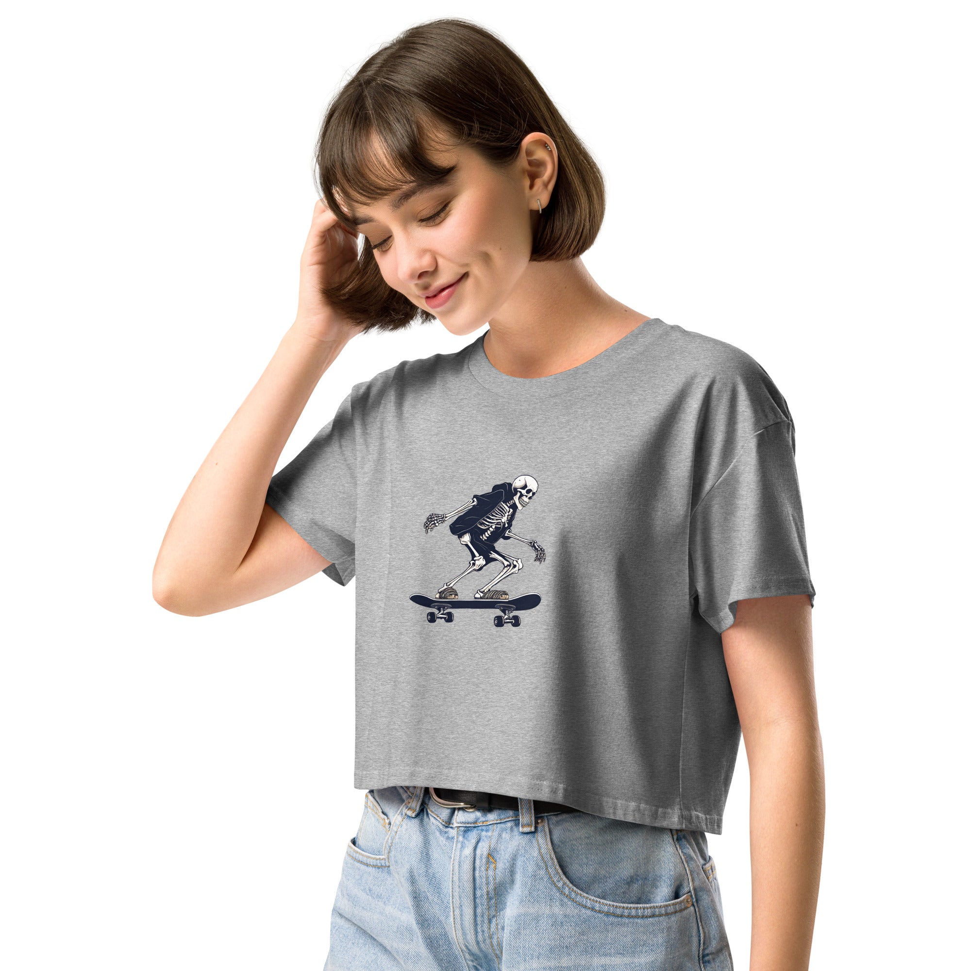 Skateboarding Skeleton Women’s Crop Top