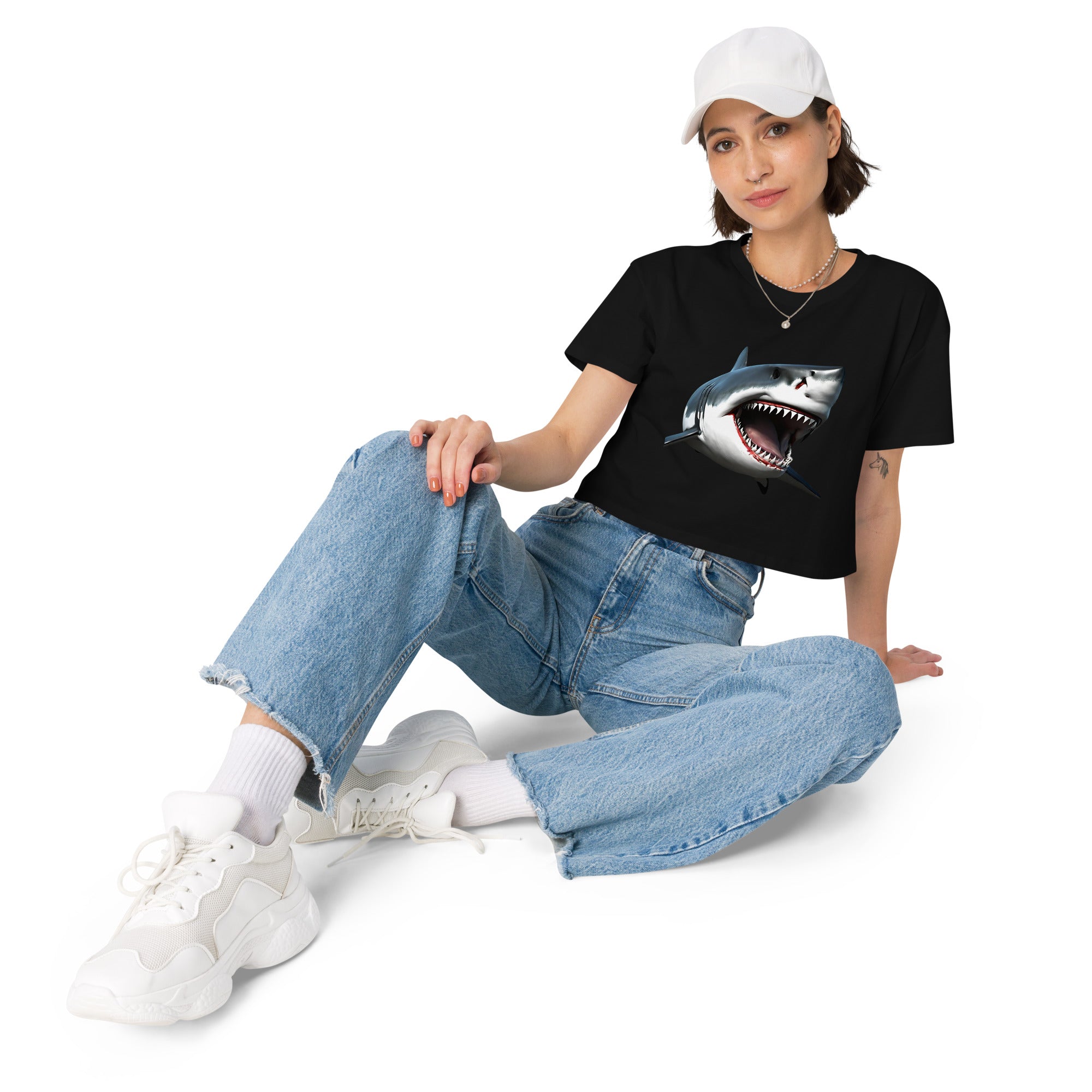 Great White Bite Women’s Crop Top