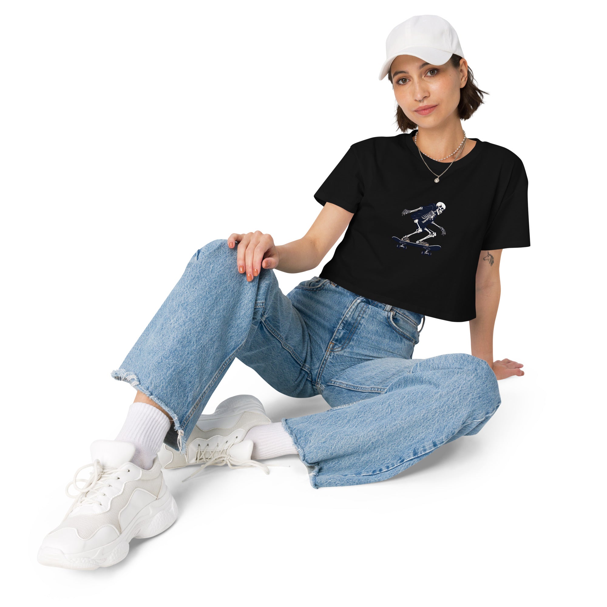 Skateboarding Skeleton Women’s Crop Top