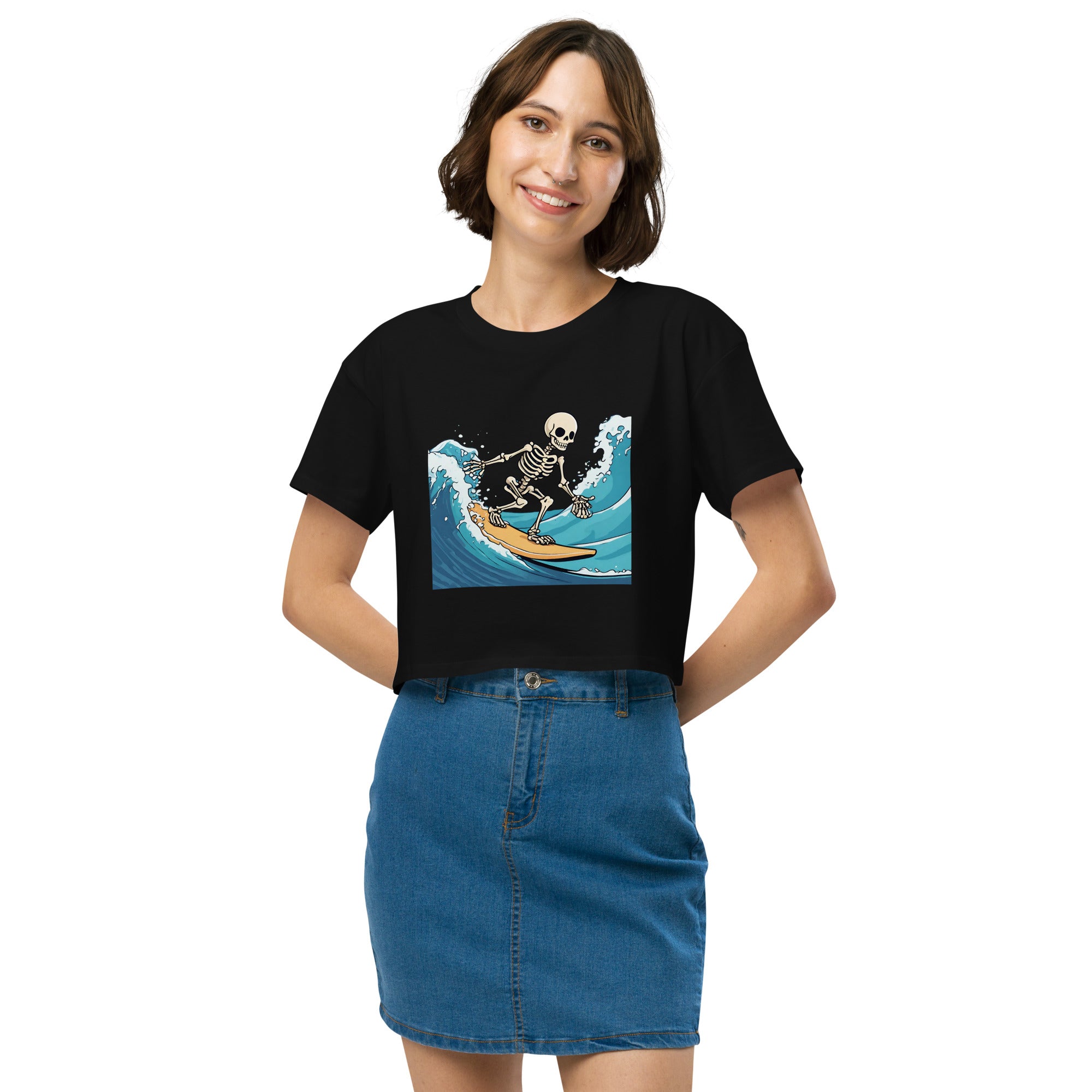 Surfing Skeleton Women’s Crop Top