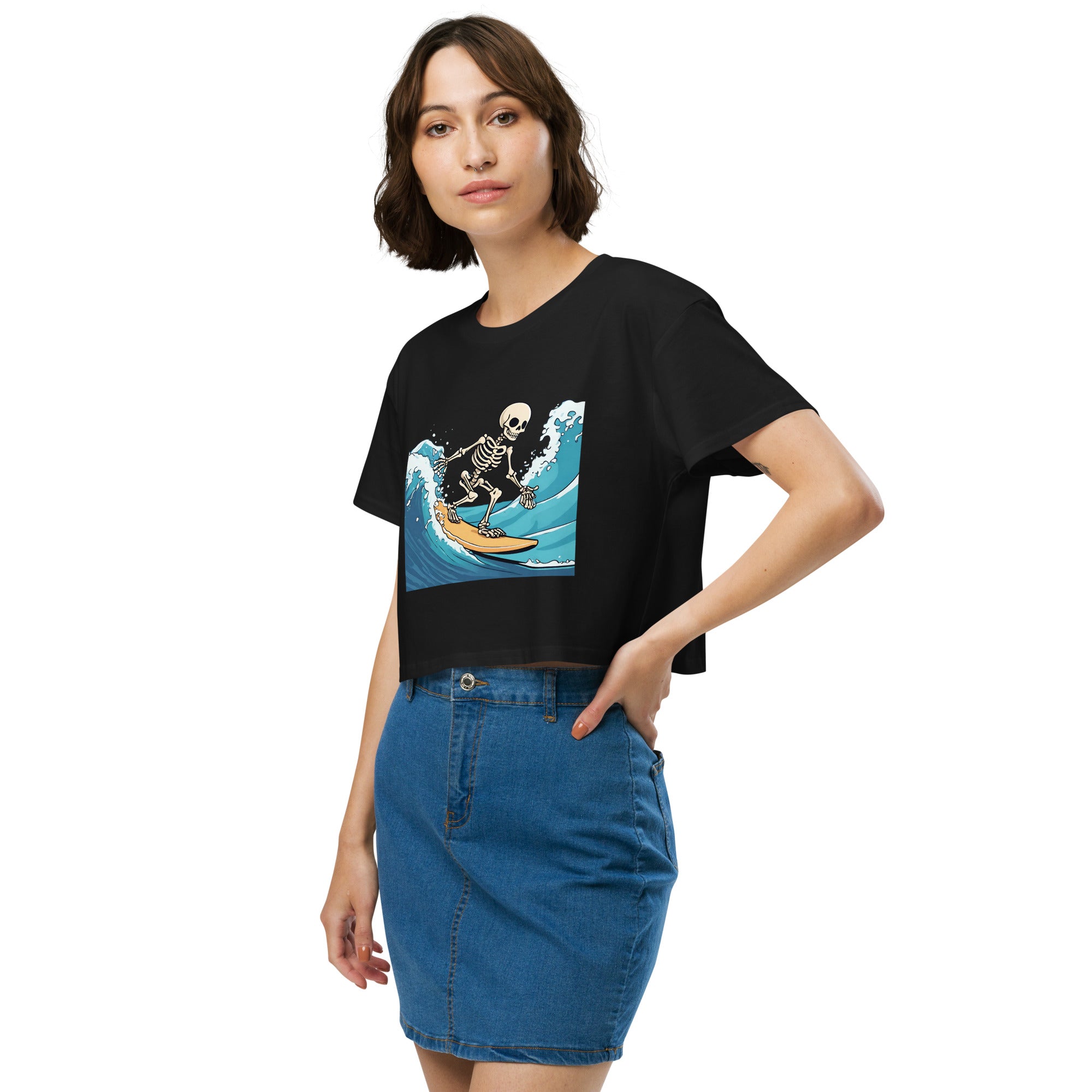 Surfing Skeleton Women’s Crop Top