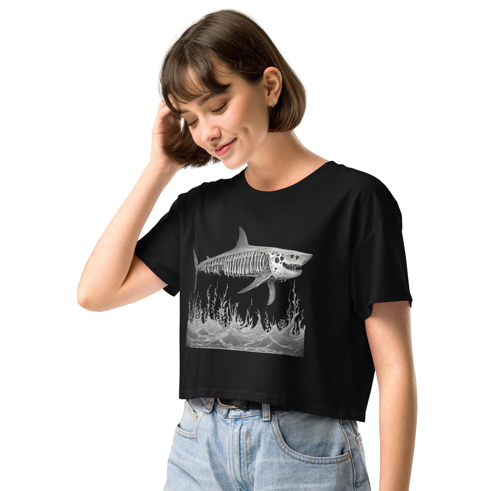 Skeleton Shark Women’s Crop Top