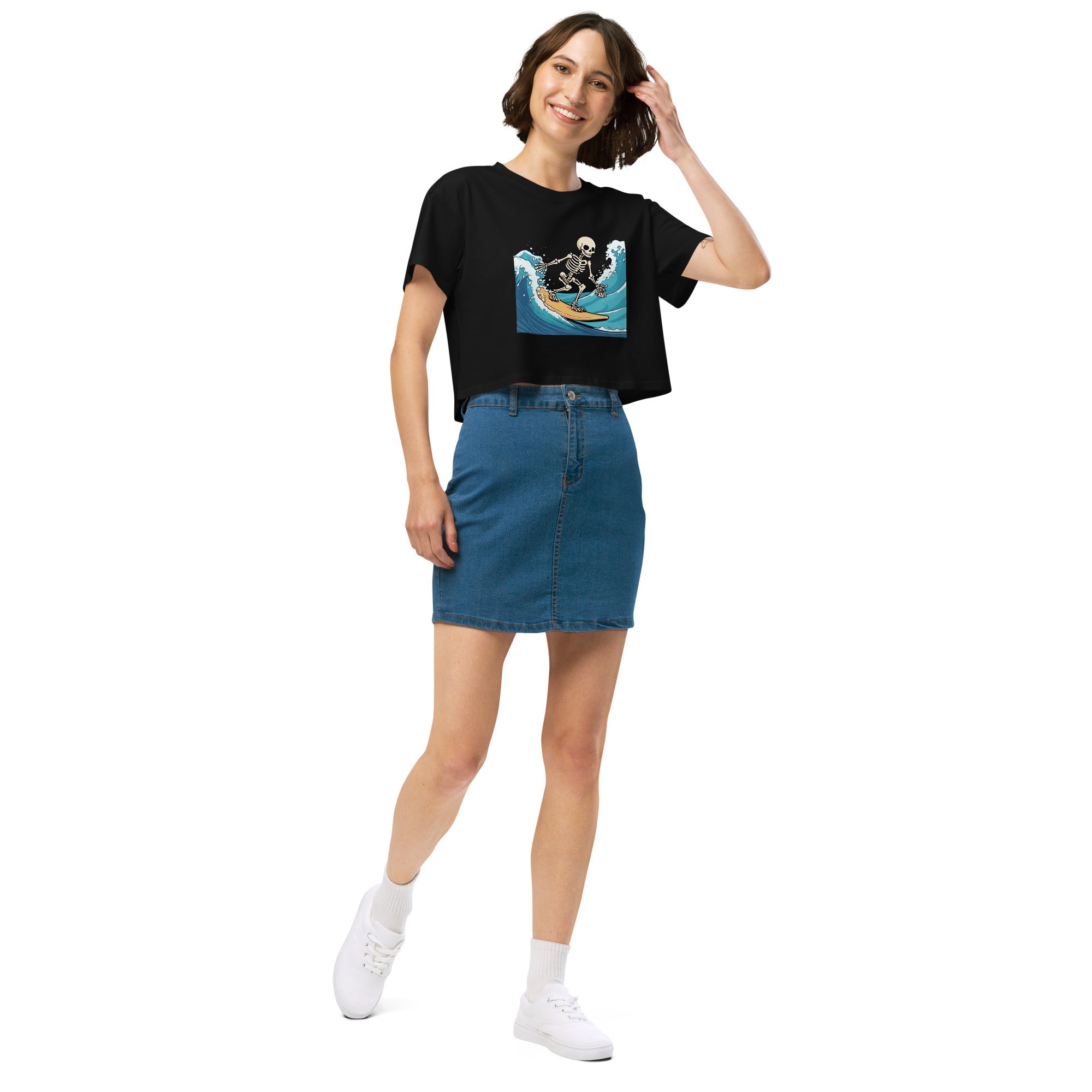 Surfing Skeleton Women’s Crop Top